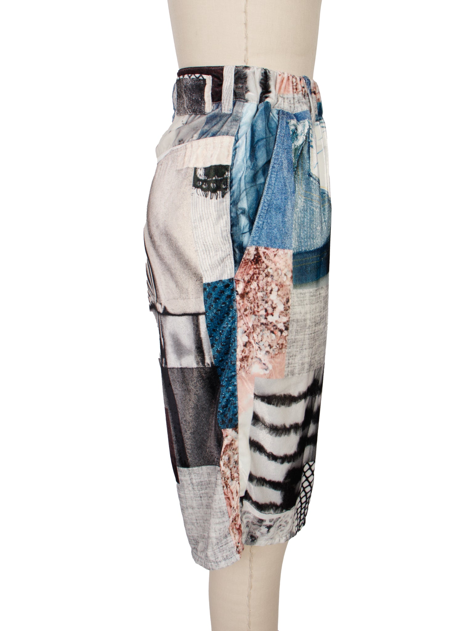 MM6 Maison Margiela Velvet Patchwork Print Shorts