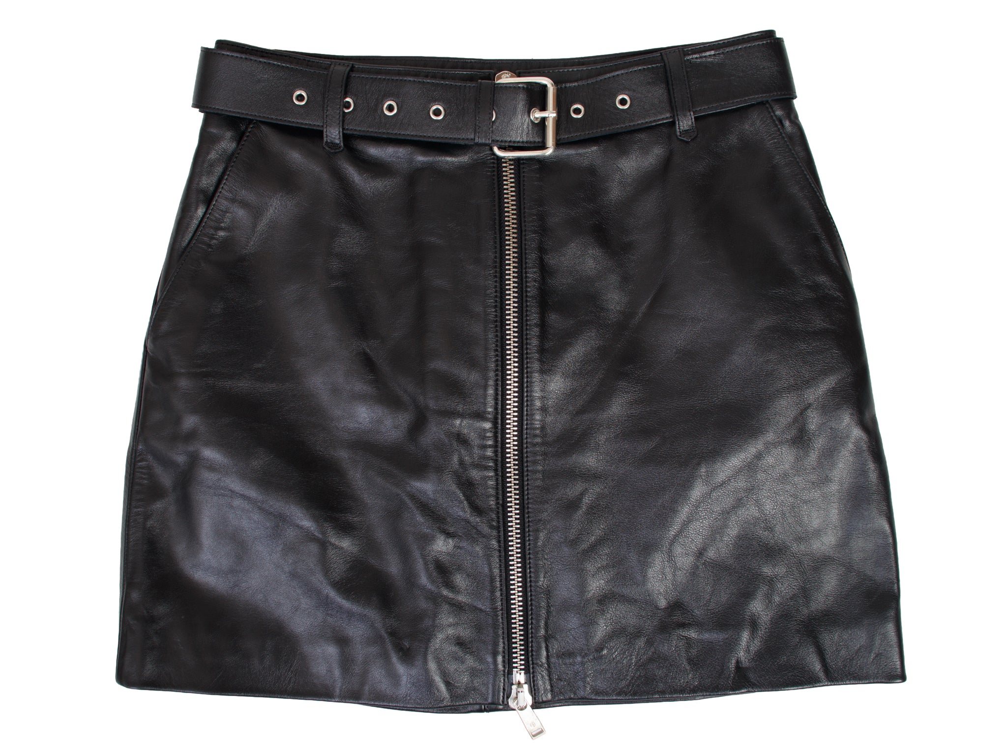 Anine Bing Leather Dual Zip Mini Skirt