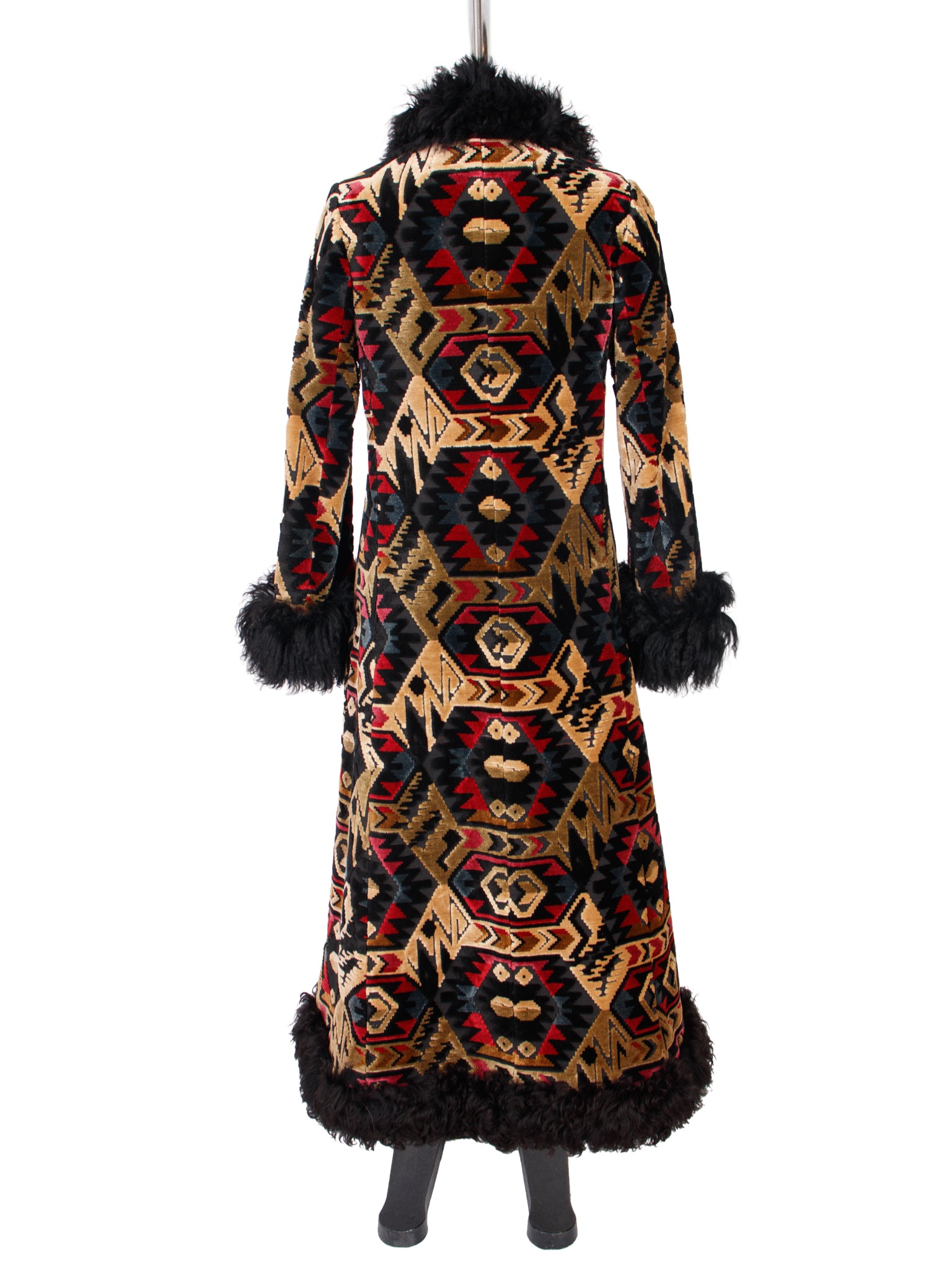 1970s Anne Klein Tapestry & Mongolian Fur Coat