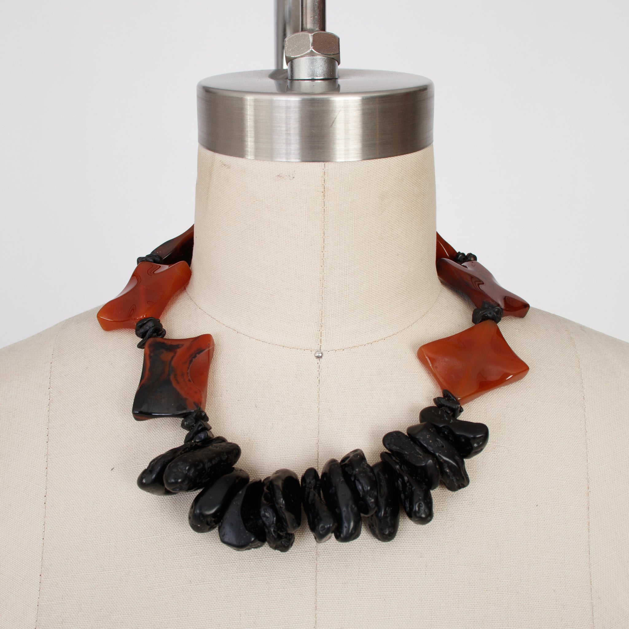 Carnelian & Lava Rock Beaded Necklace