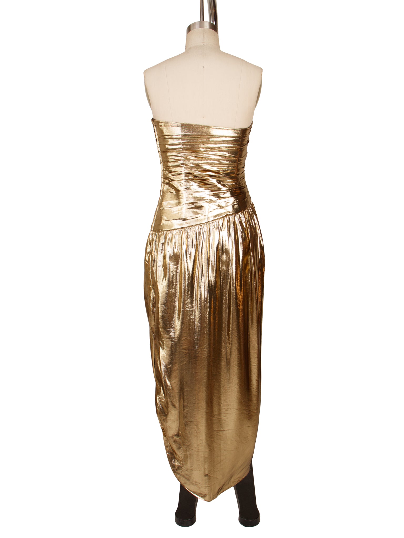 Lillie Rubin Gold Metallic Strapless Dress