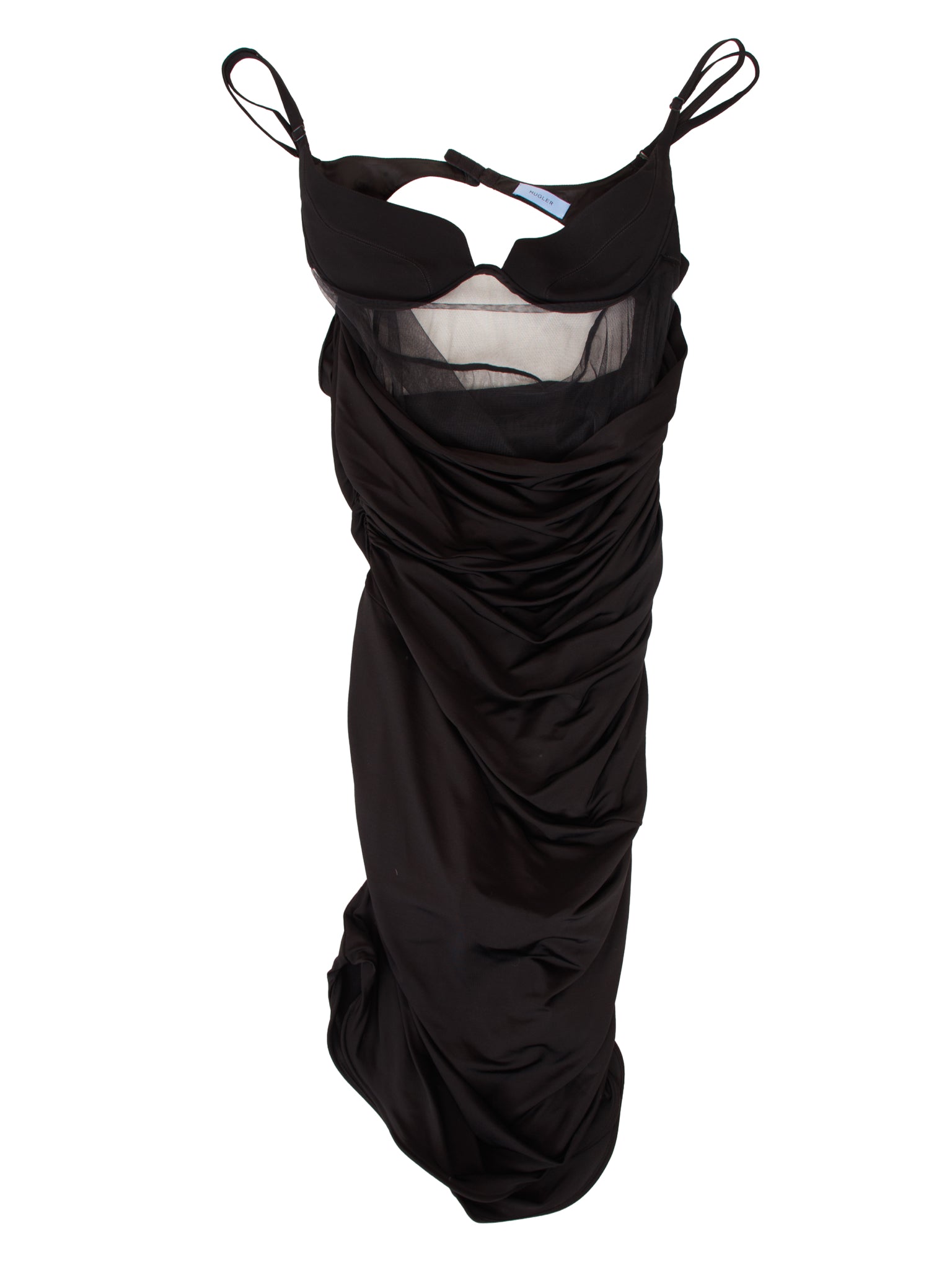 Mugler Tulle & Jersey Corset Panel Dress