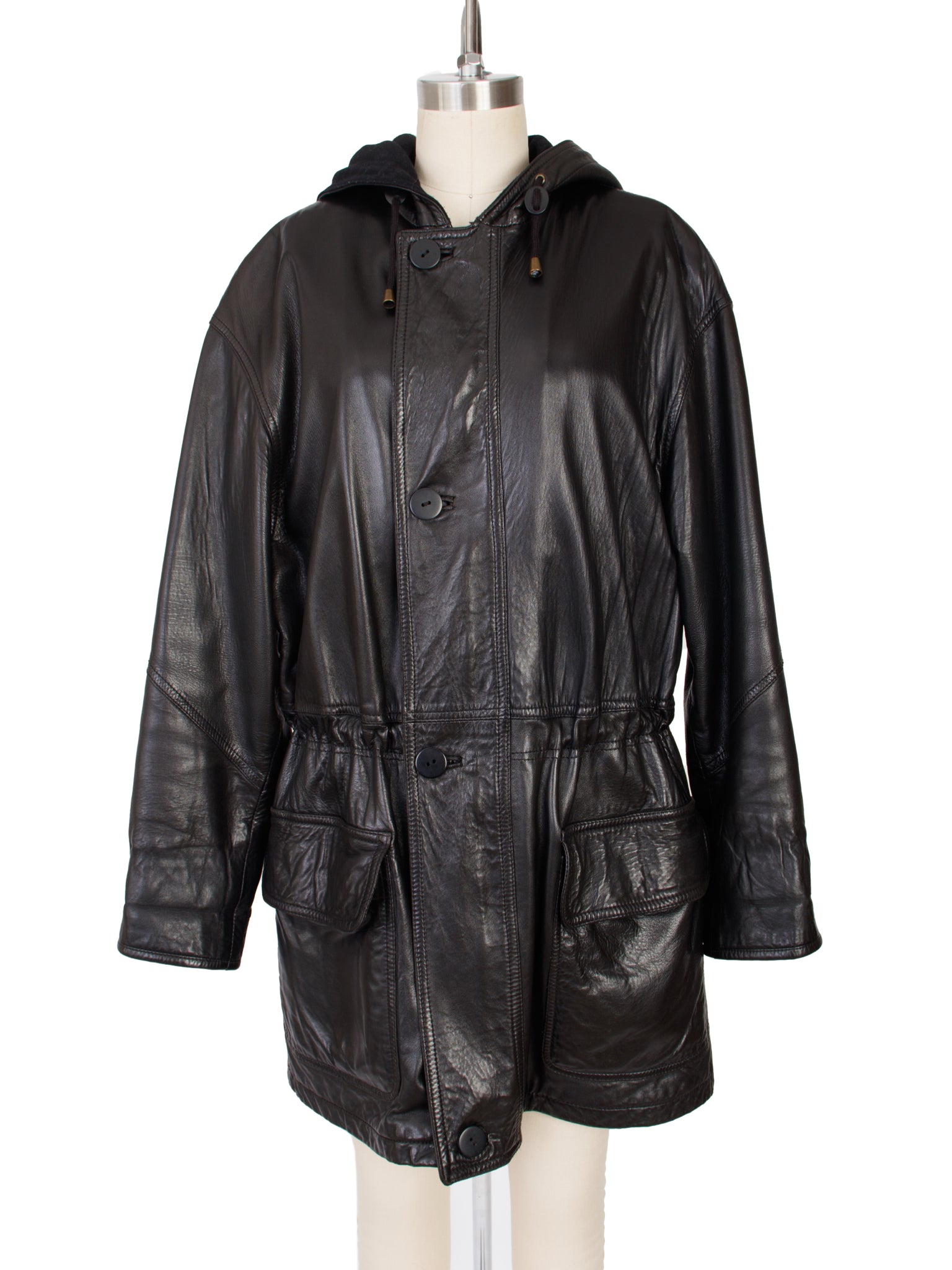 Coach Italian Leather Hooded Coat