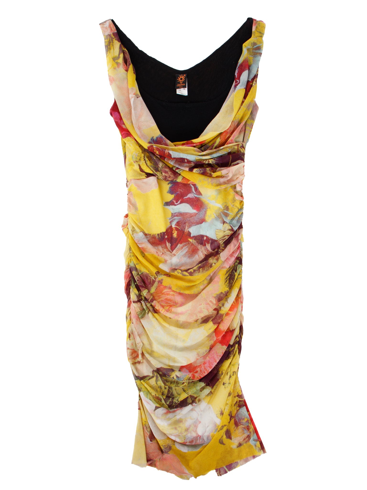 Jean Paul Gaultier Soleil Mesh Floral Butterfly Ruched Dress