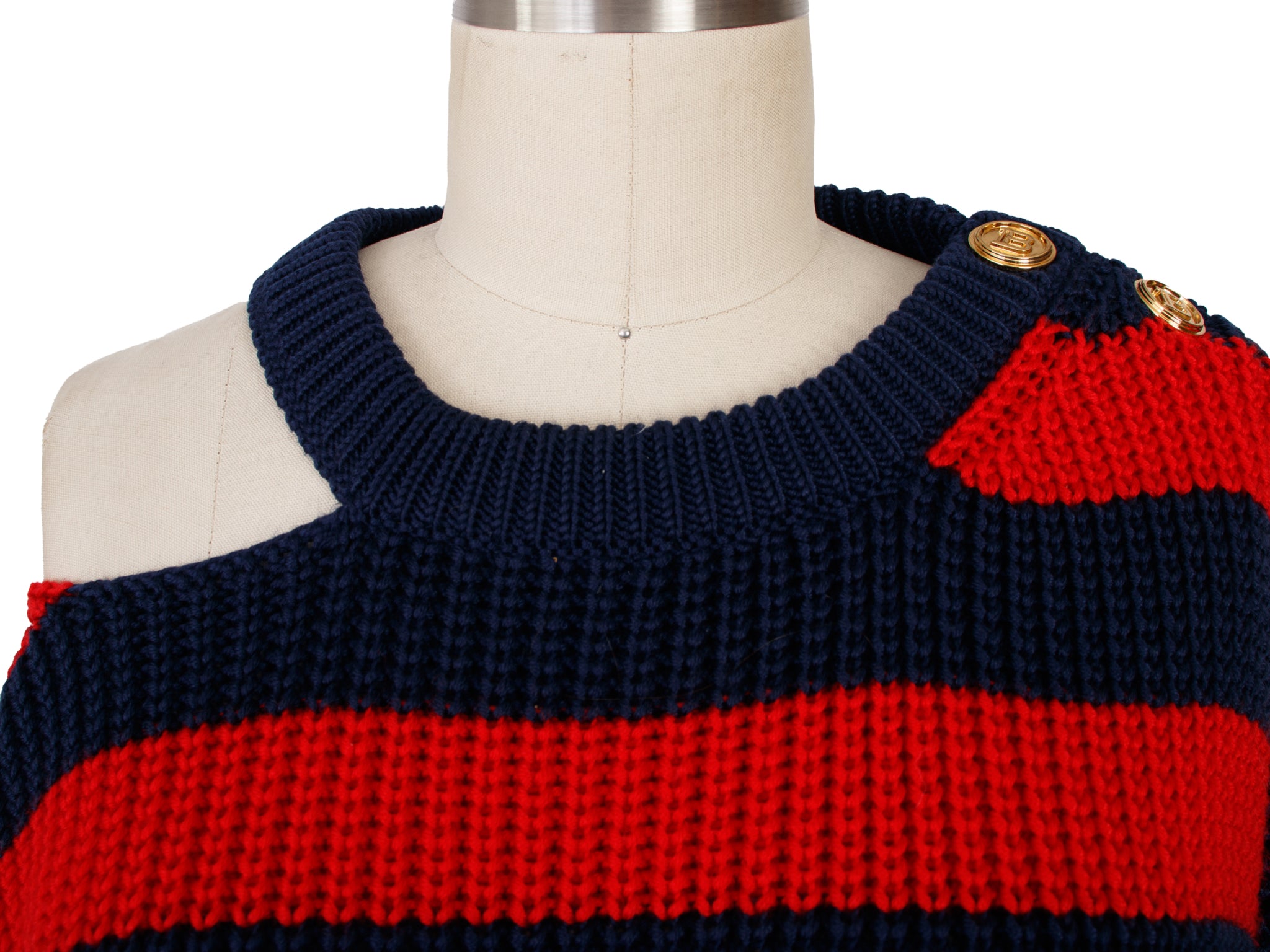 Balmain Striped Cutout Sweater Dress