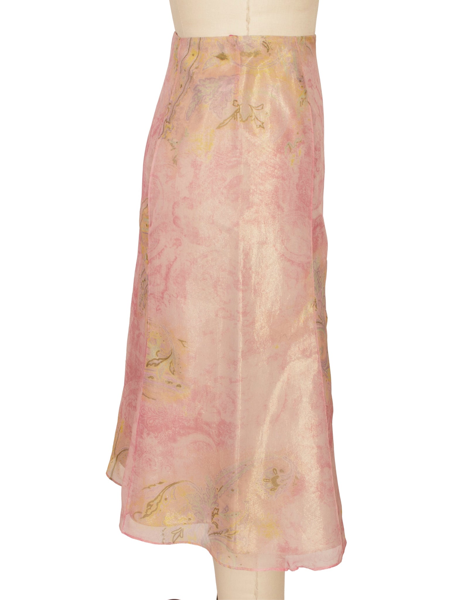 Christian Lacroix Metallic Chiffon Printed Skirt