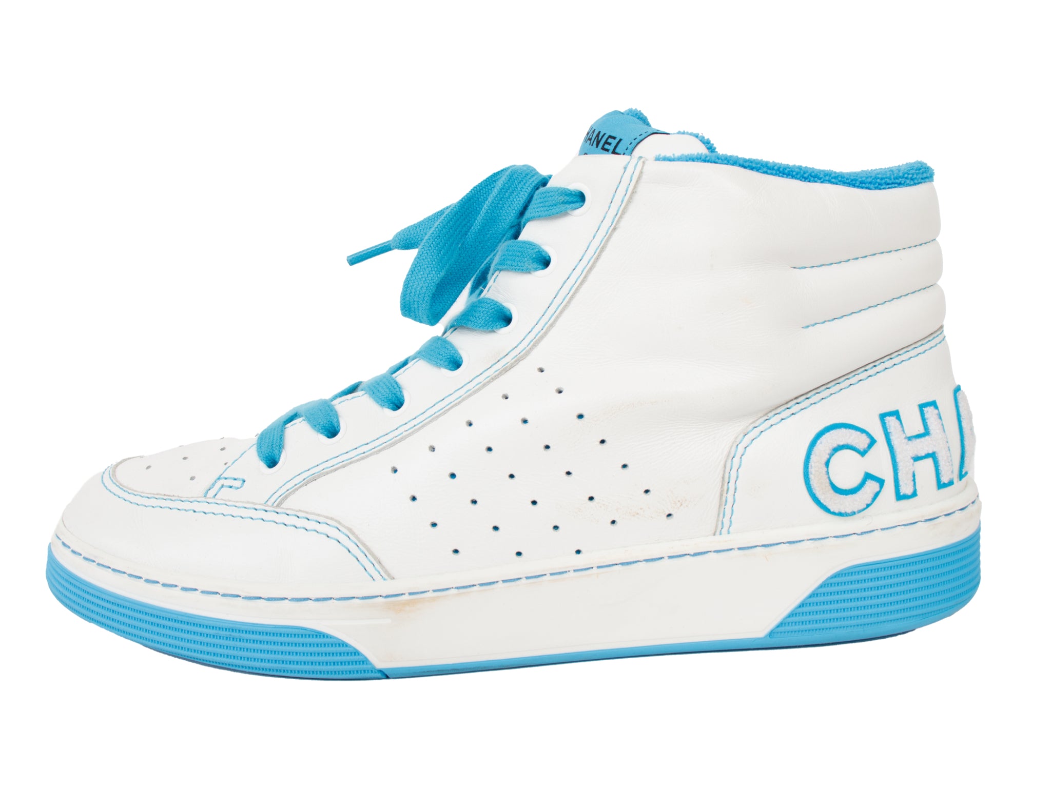 SS 2020 Chanel Leather Logo High Top Sneakers