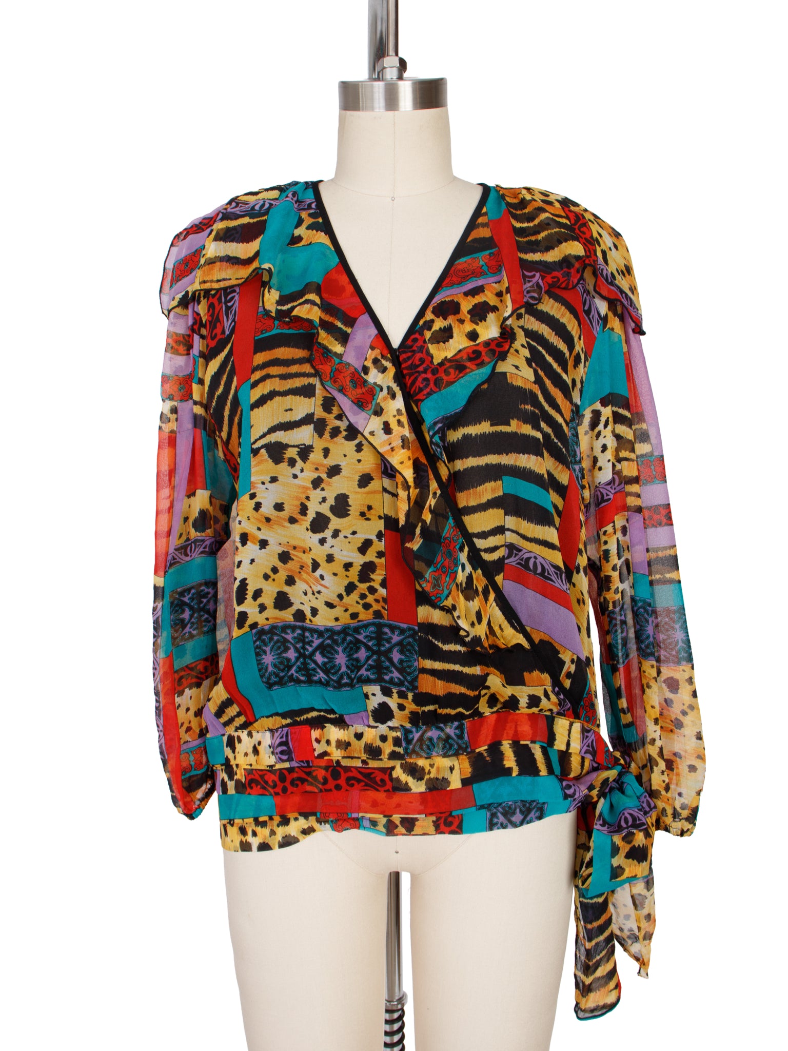 Diane Freis Silk Chiffon Print Top