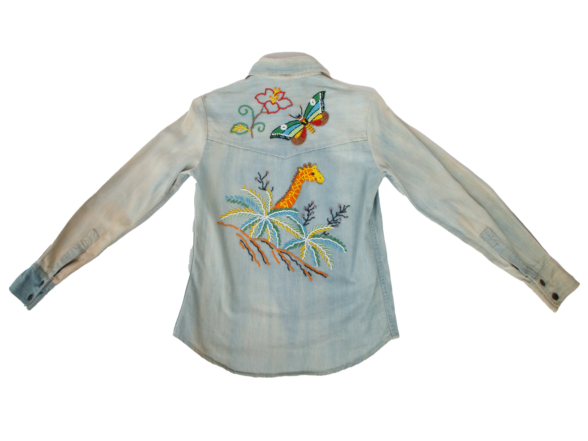 1970s Denimites Beaded Light Wash Denim Pant Set