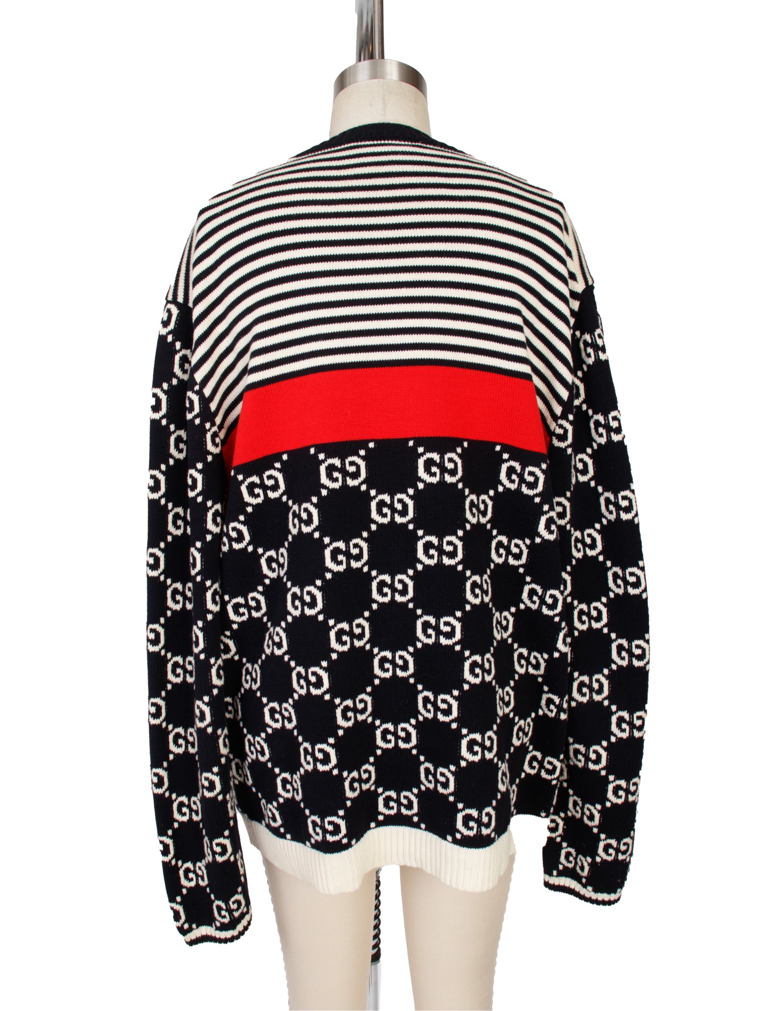 Gucci GG Logo Stripe Intarsia Sweater
