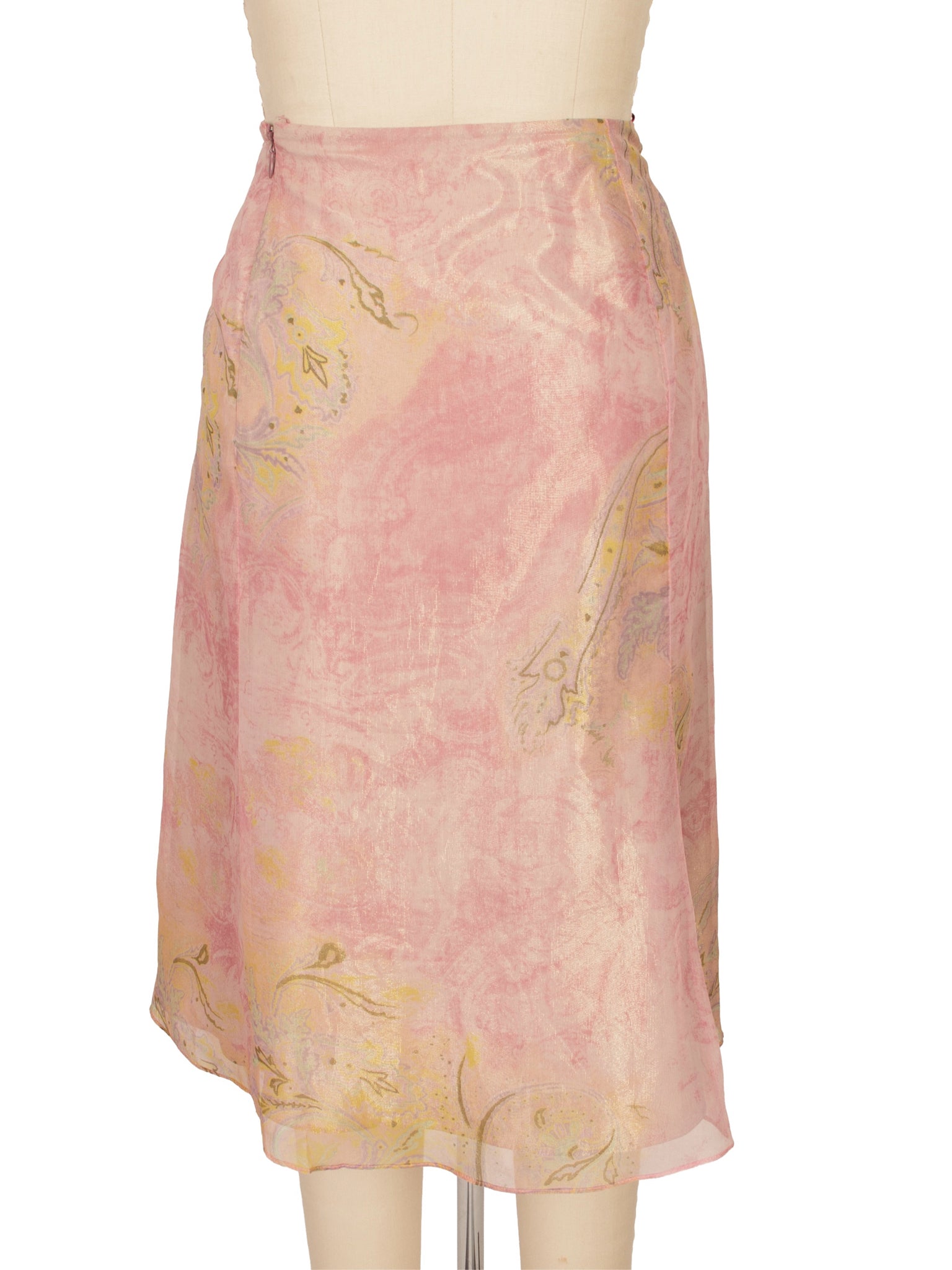 Christian Lacroix Metallic Chiffon Printed Skirt