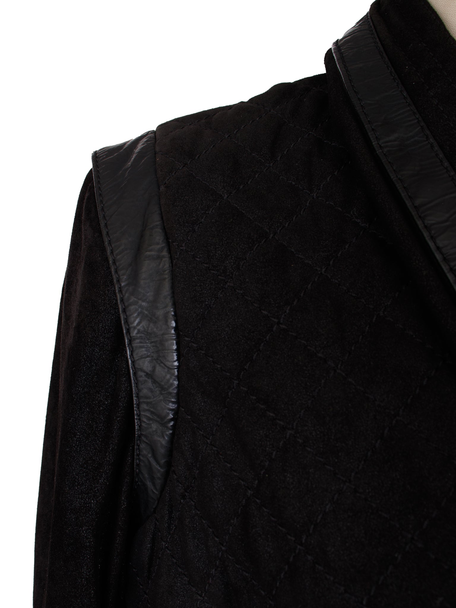 Just Cavalli Suede Quilted & Patent Leather Trim Jacket