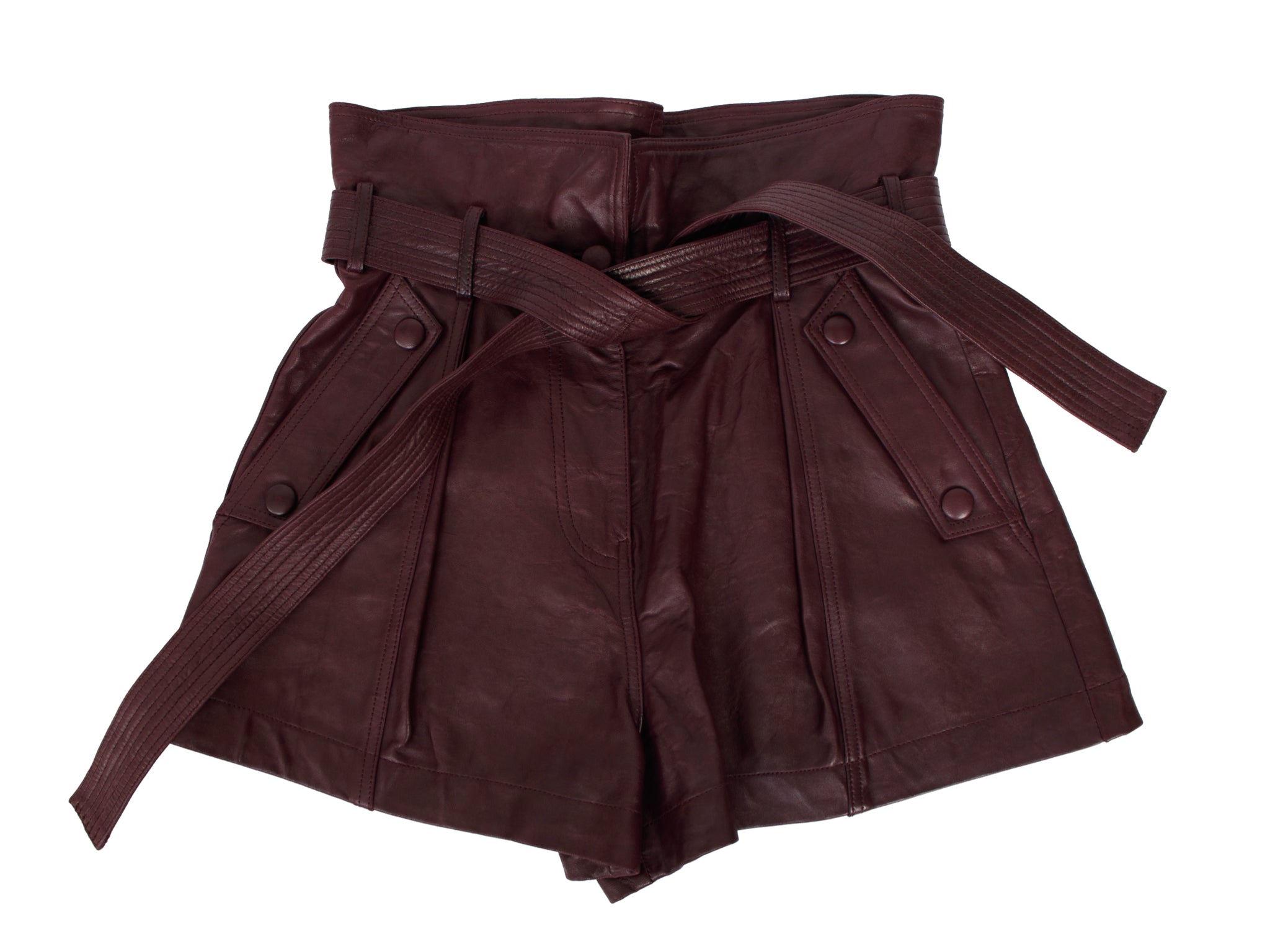 Ulla Johnson Othella Lambskin Belted Shorts