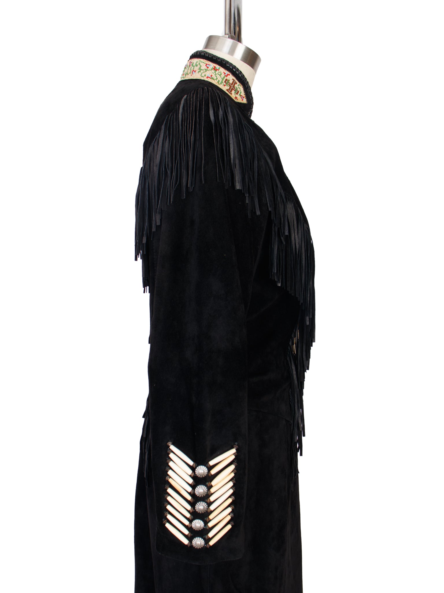 1980s Renegade by Ren Ellis Suede & Bone Beaded Jacket