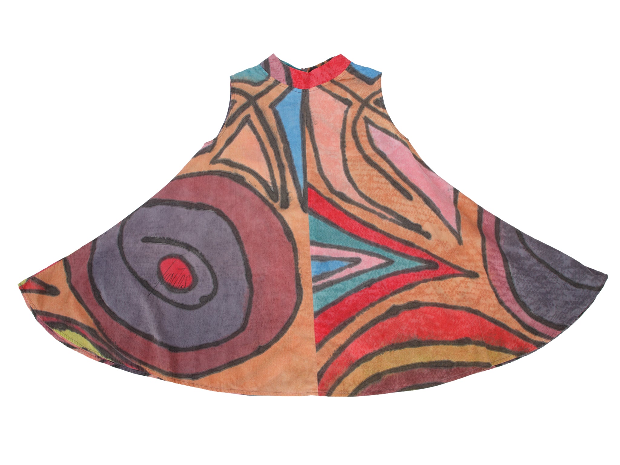 1980s Abstract Print Tent Blouse