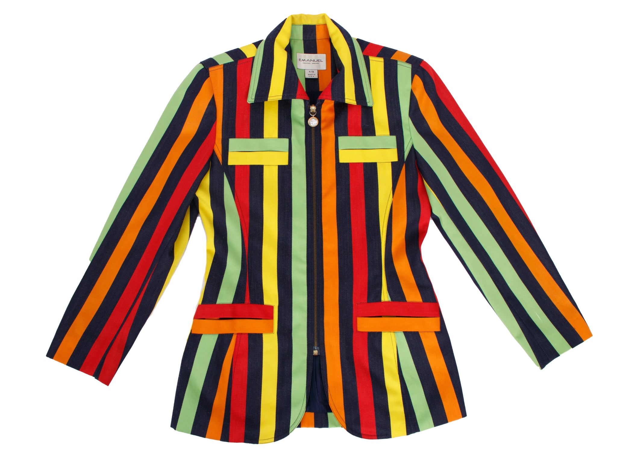 Emanuel Ungaro Wool-Blend Rainbow Stripe Jacket