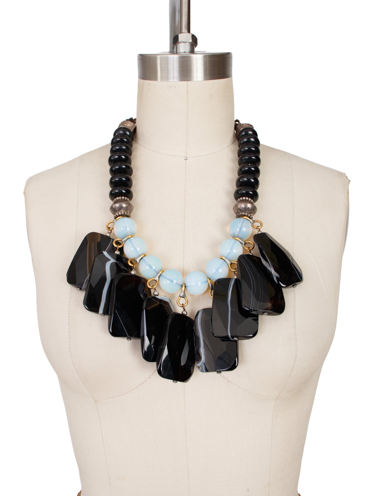 Masha Archer Opalite & Obsidian Statement Necklace
