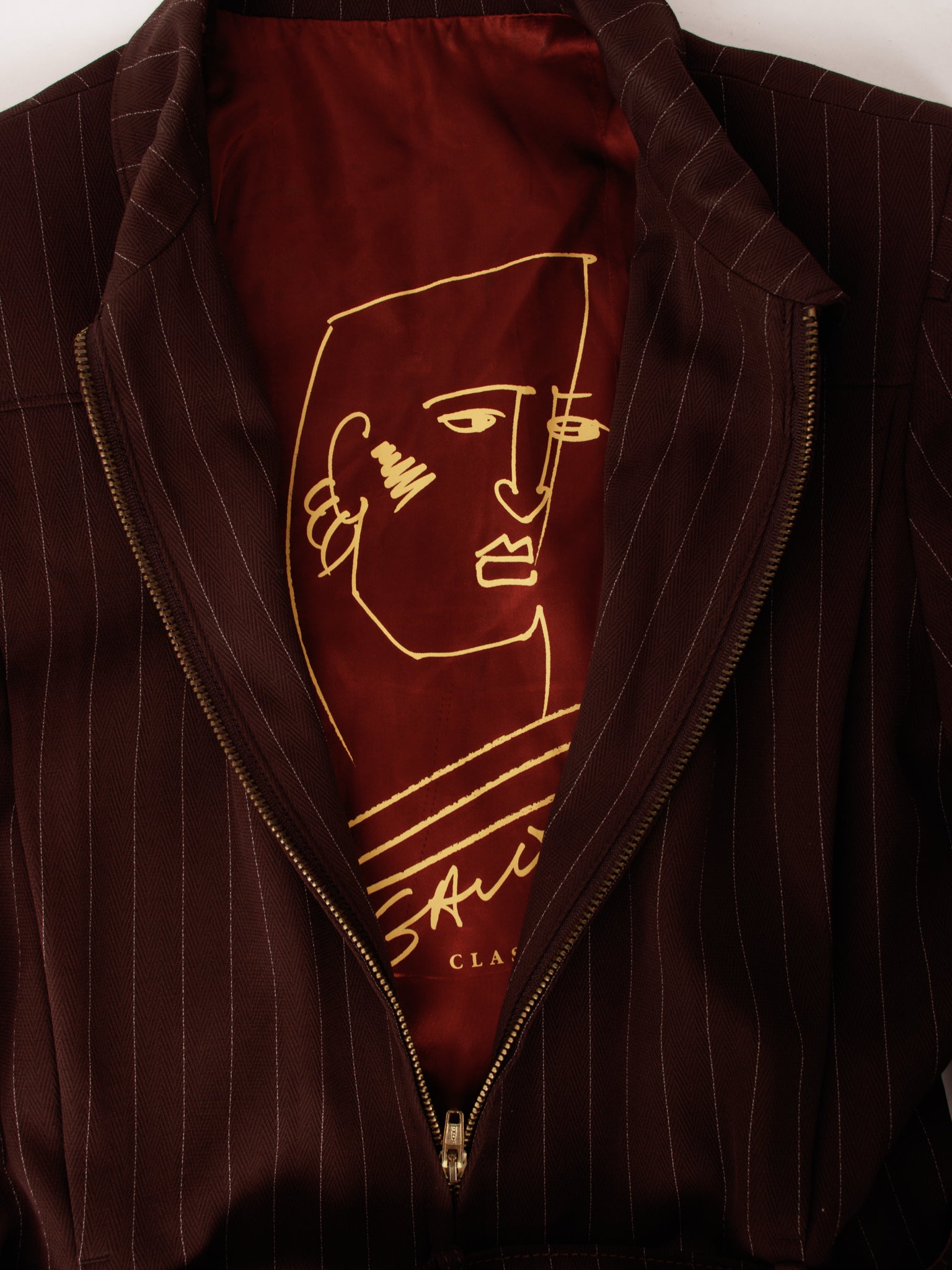 SS 1995 Jean Paul Gaultier Pinstripe Belted Jacket