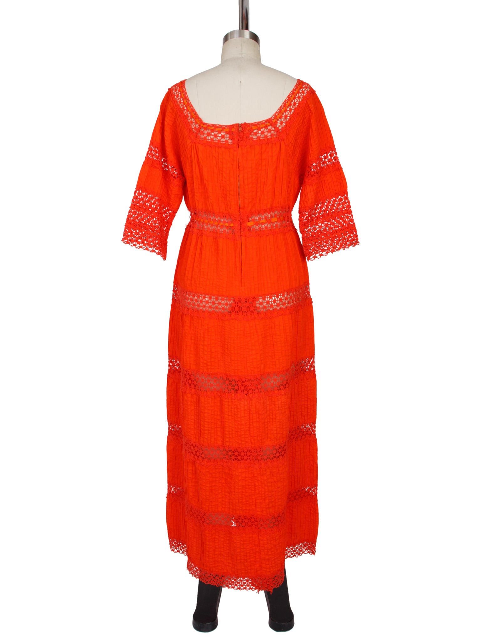 1970s Mexican Crochet Trim Dress