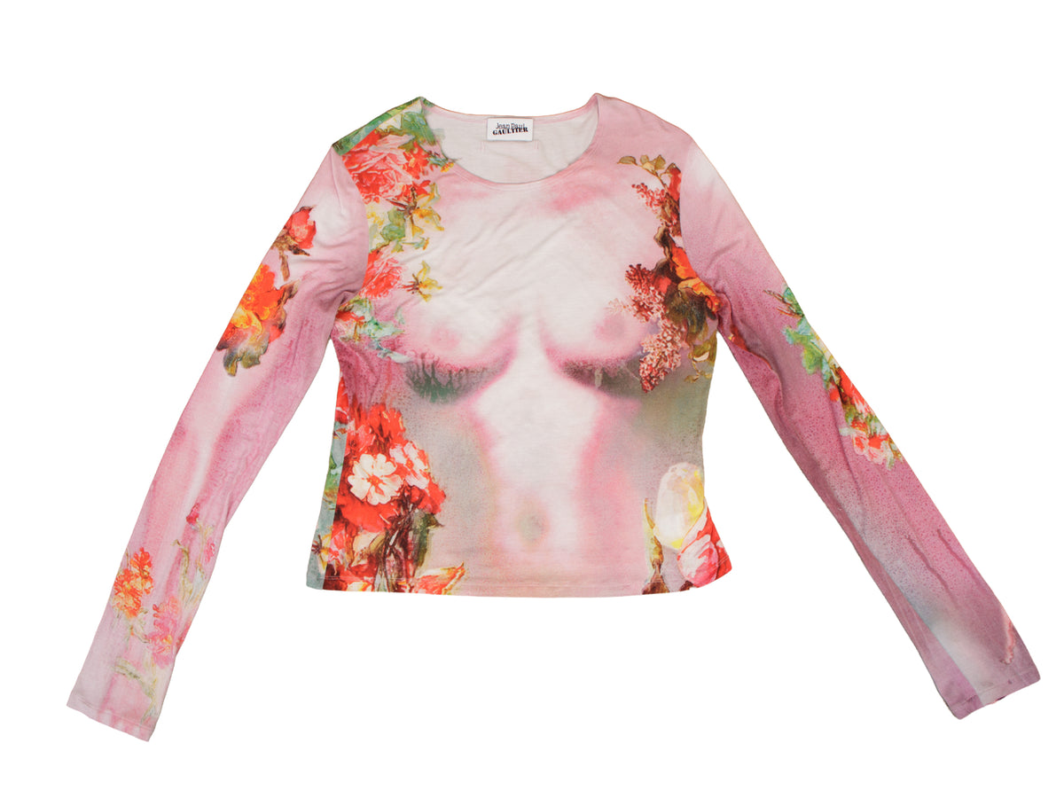 Jean Paul Gaultier Floral Body Print Top