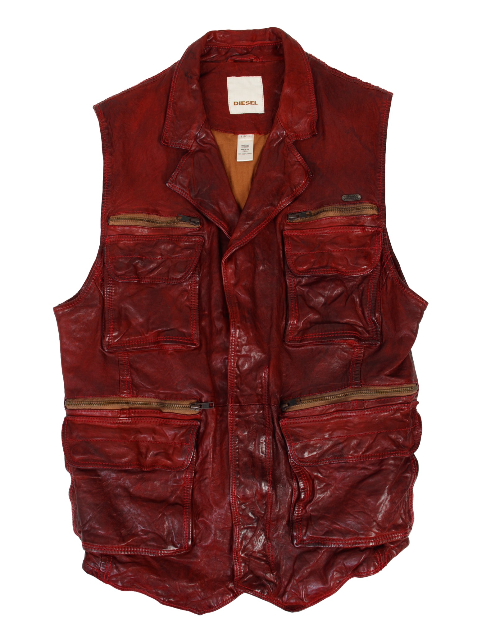 SS 2010 Diesel Leather Cargo Vest