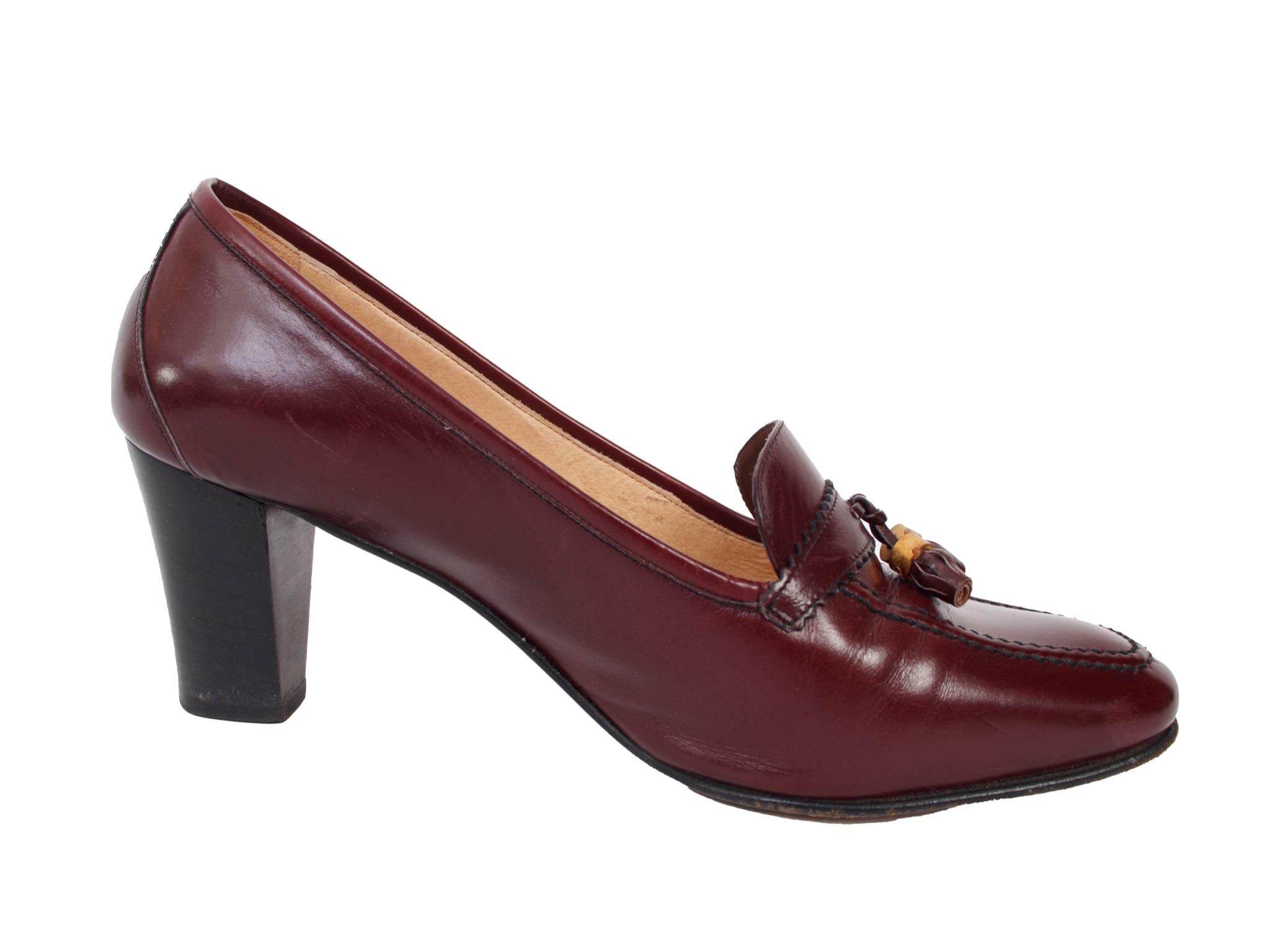 1970s Gucci GG Tassel Mid-Heel Loafers