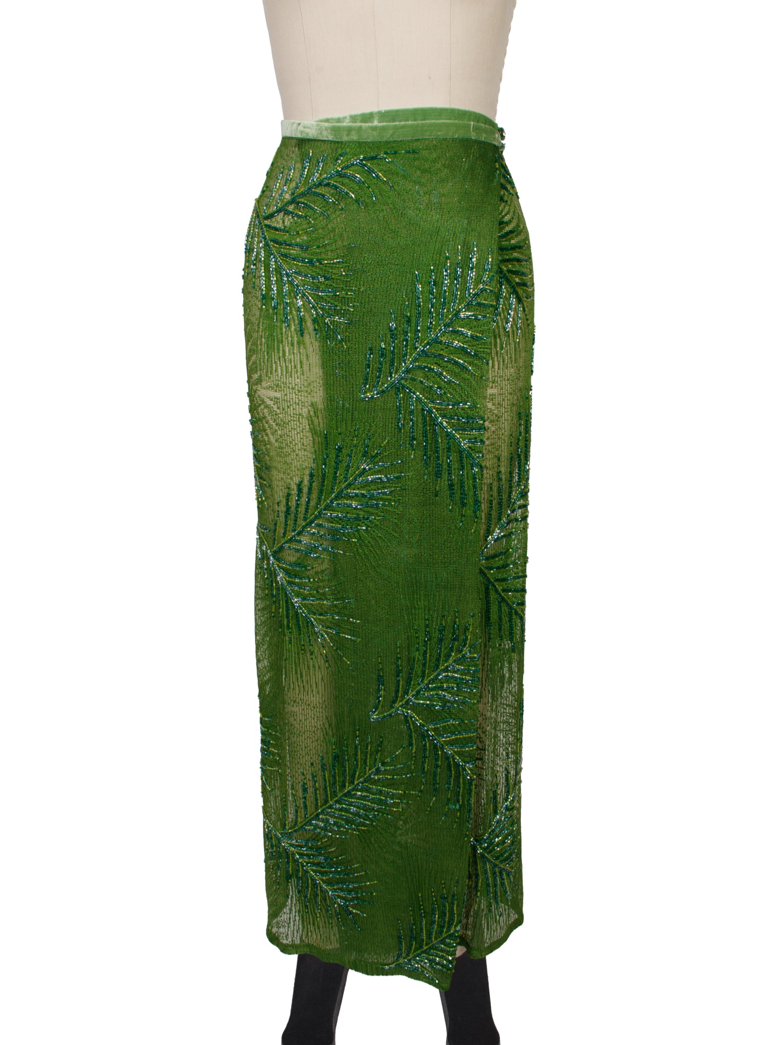 Barneys New York Leaf Beaded Skirt