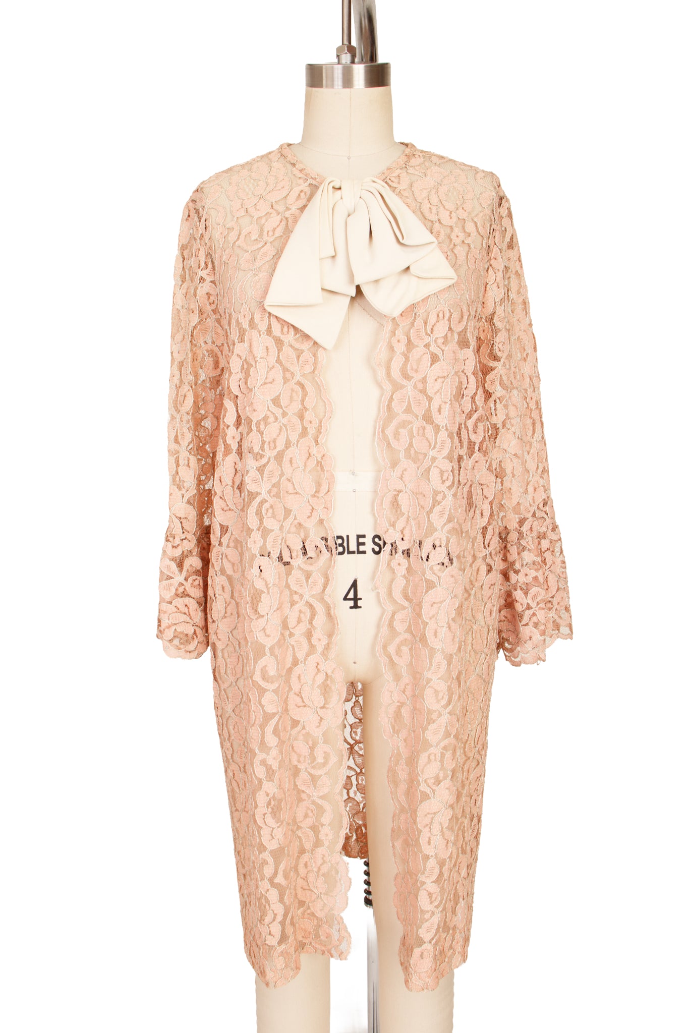 Dusty Pink Lace & Crepe Bow Jacket