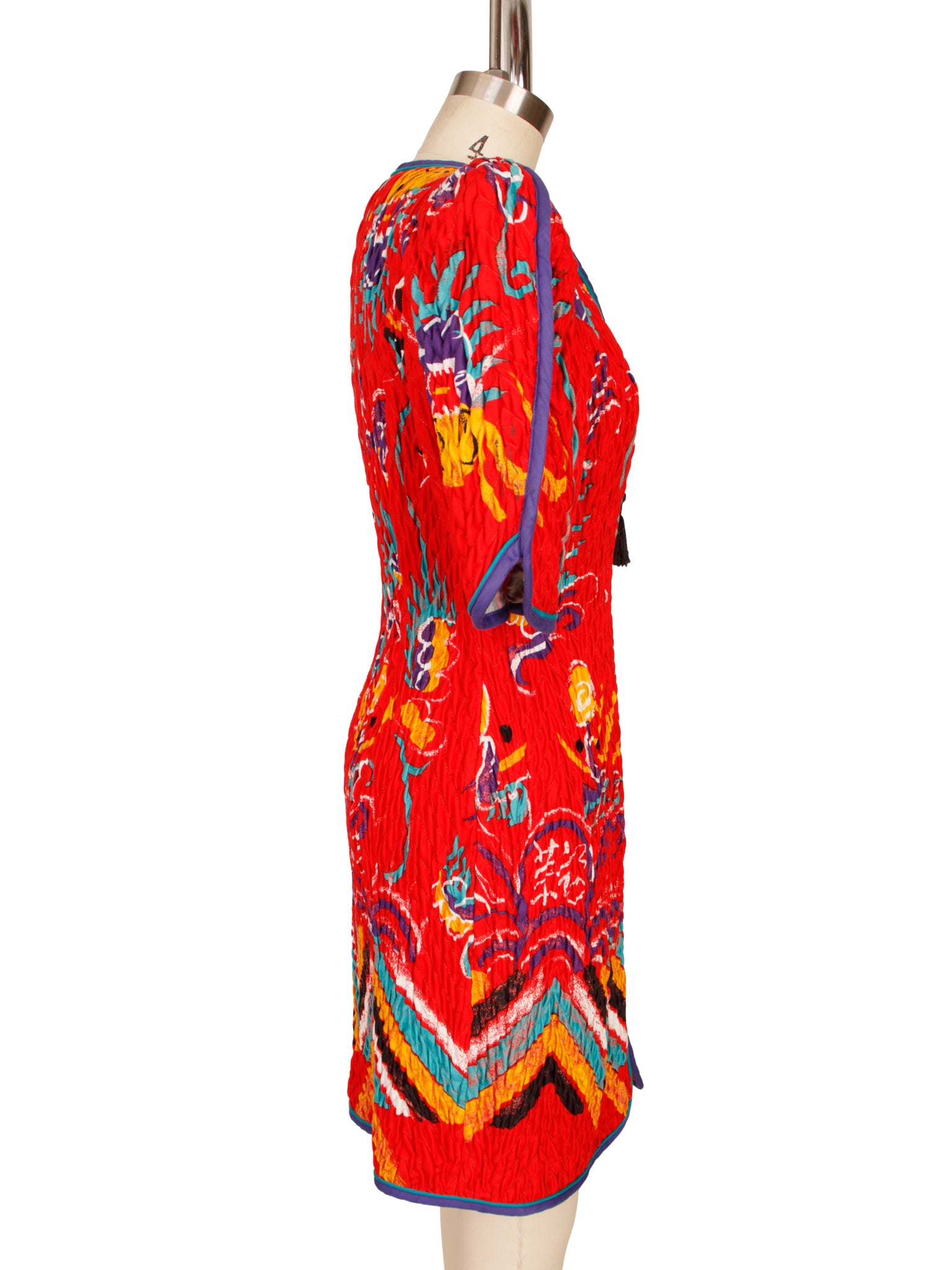 Jeanne Marc Quilted Floral Zip Dress
