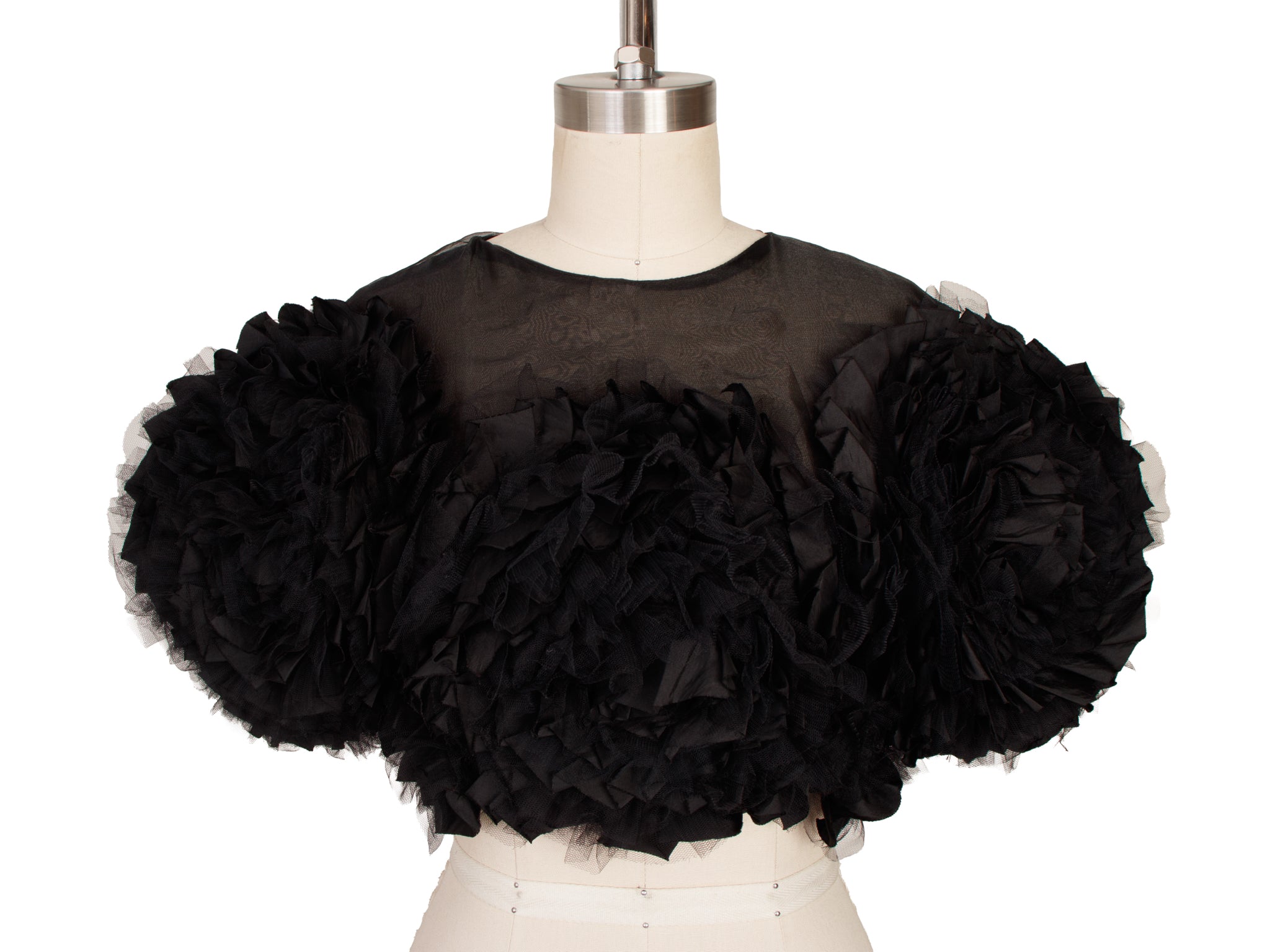Avant Garde Organza Tulle Rosette Blouse