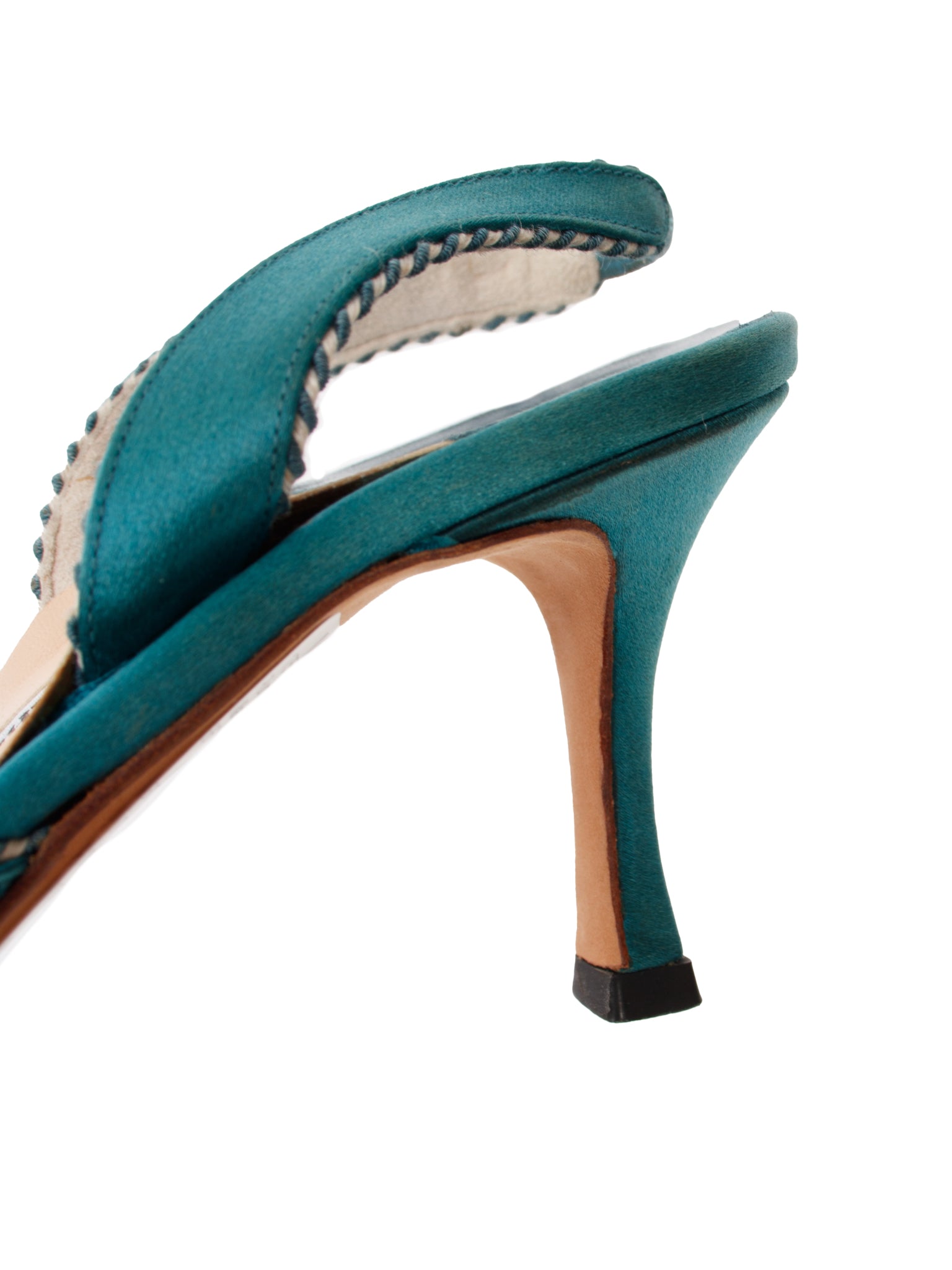 Manolo Blahnik Satin Rhinestone Buckle Slingbacks