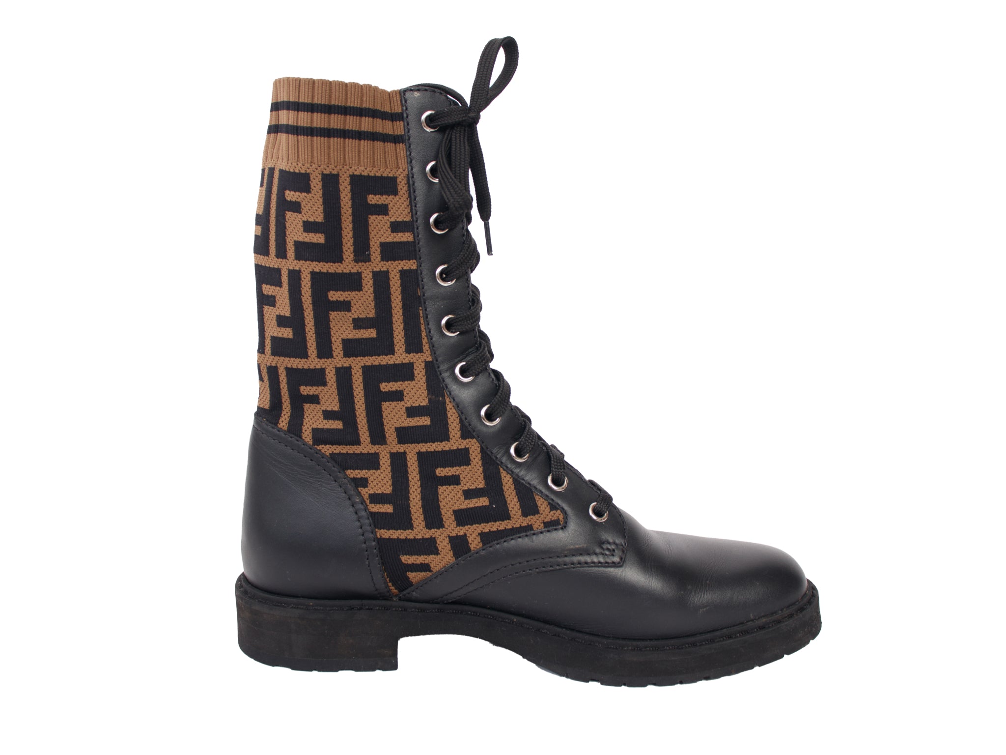 Fendi Zucca FF Stretch Combat Boots