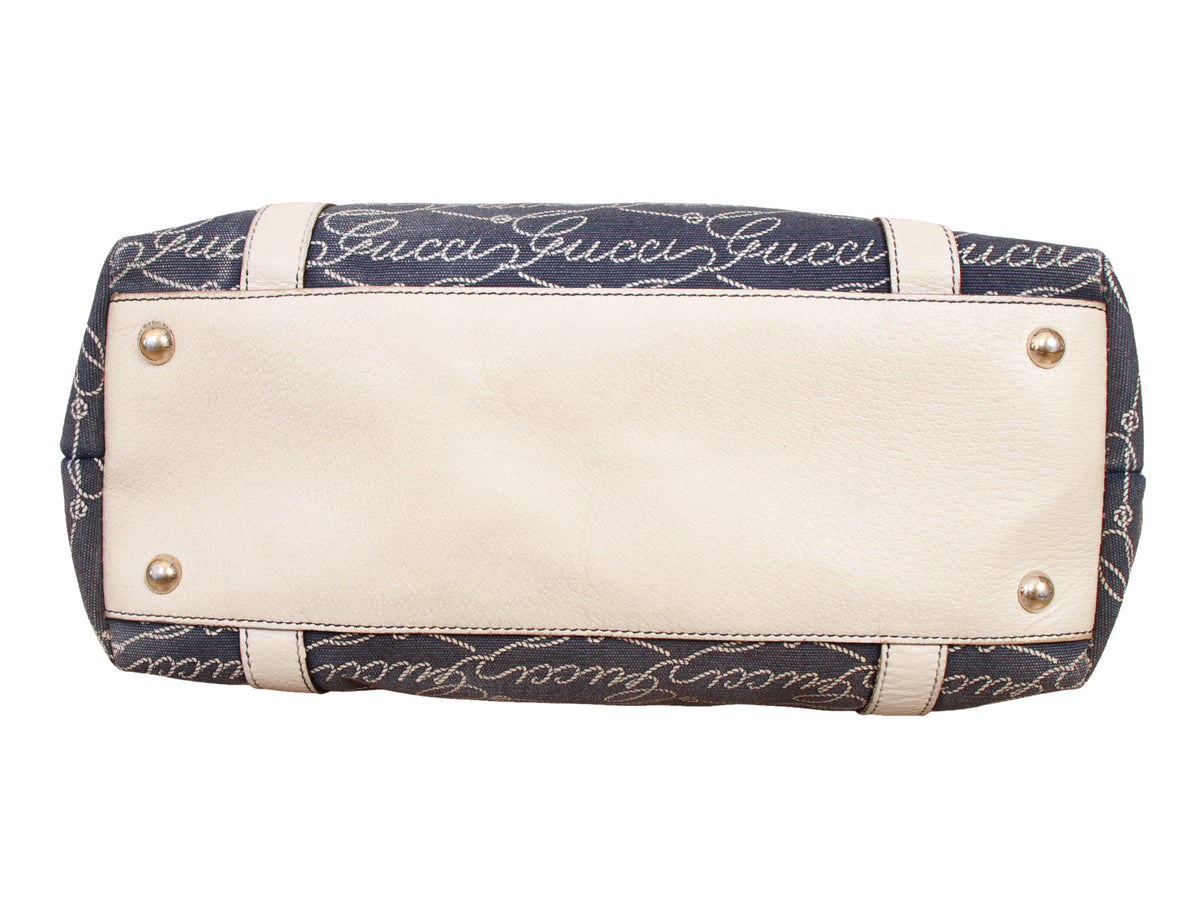 Gucci Abbey Canvas Logo Script Bag