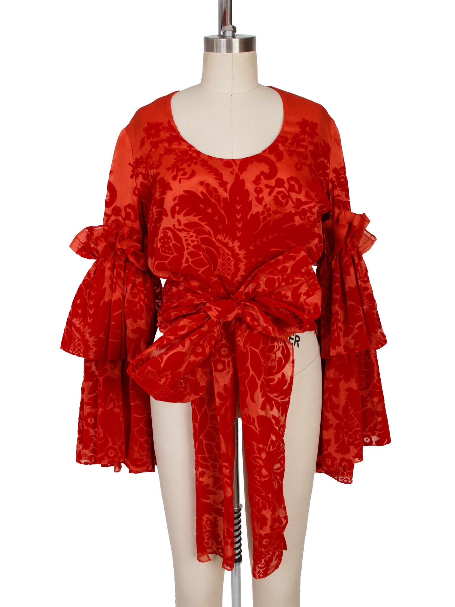 Rosie Assoulin Silk Velvet Floral Devore Blouse