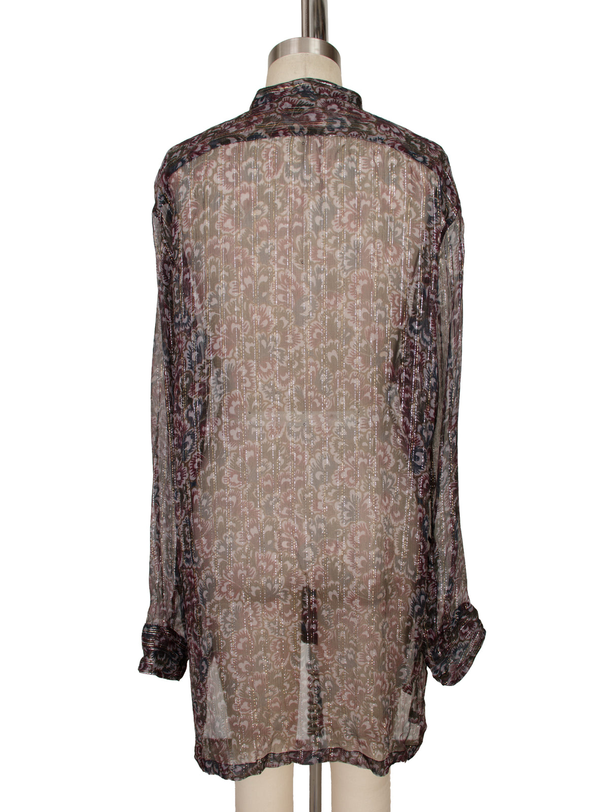 Dries Van Noten Lurex Chiffon Floral Blouse