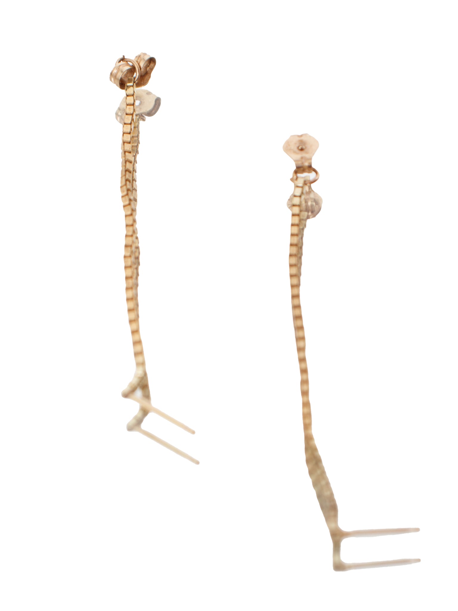 14K Gold Box Chain Earrings