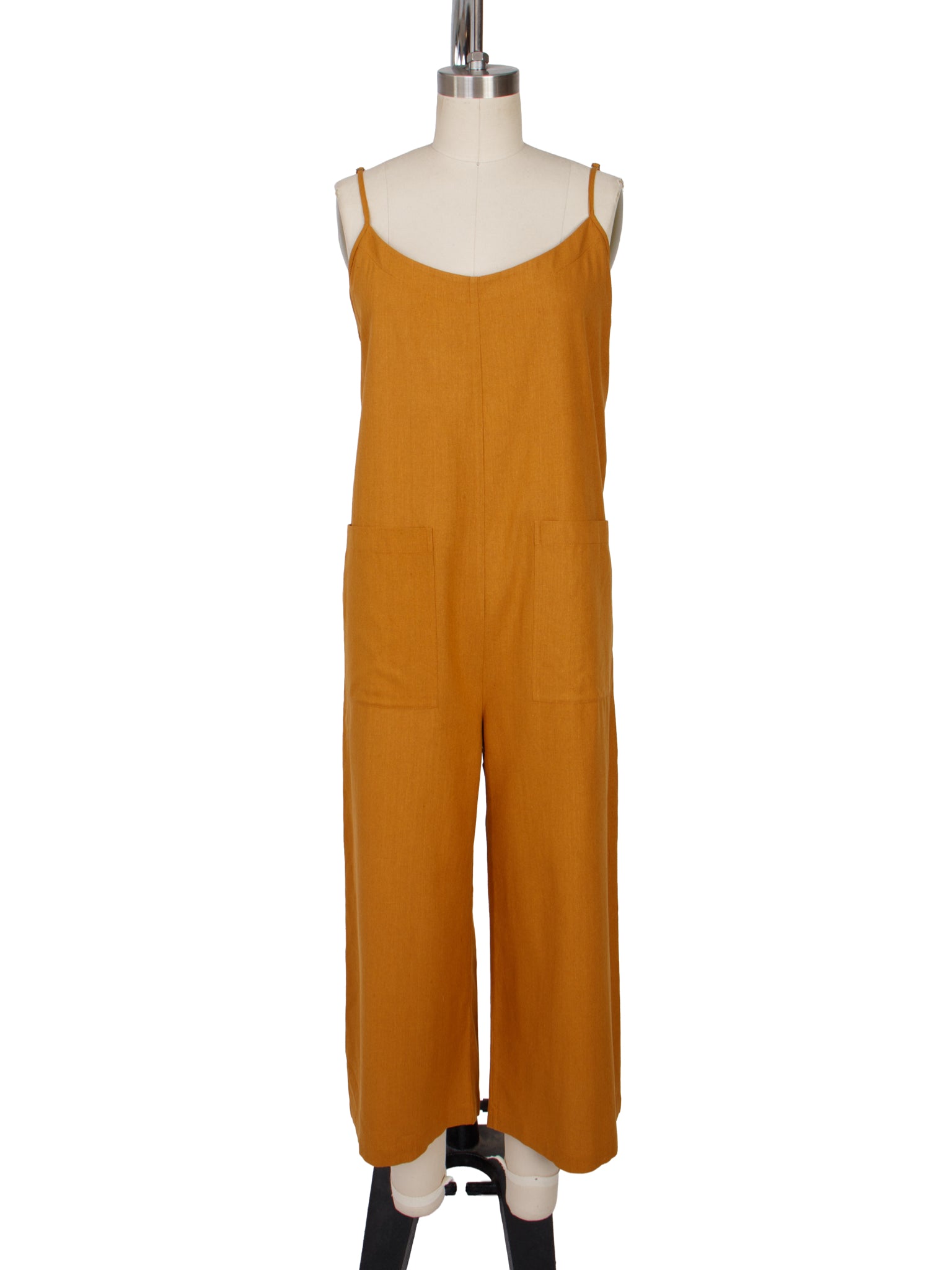 Ali Golden Raw Silk Wide Leg Jumpsuit