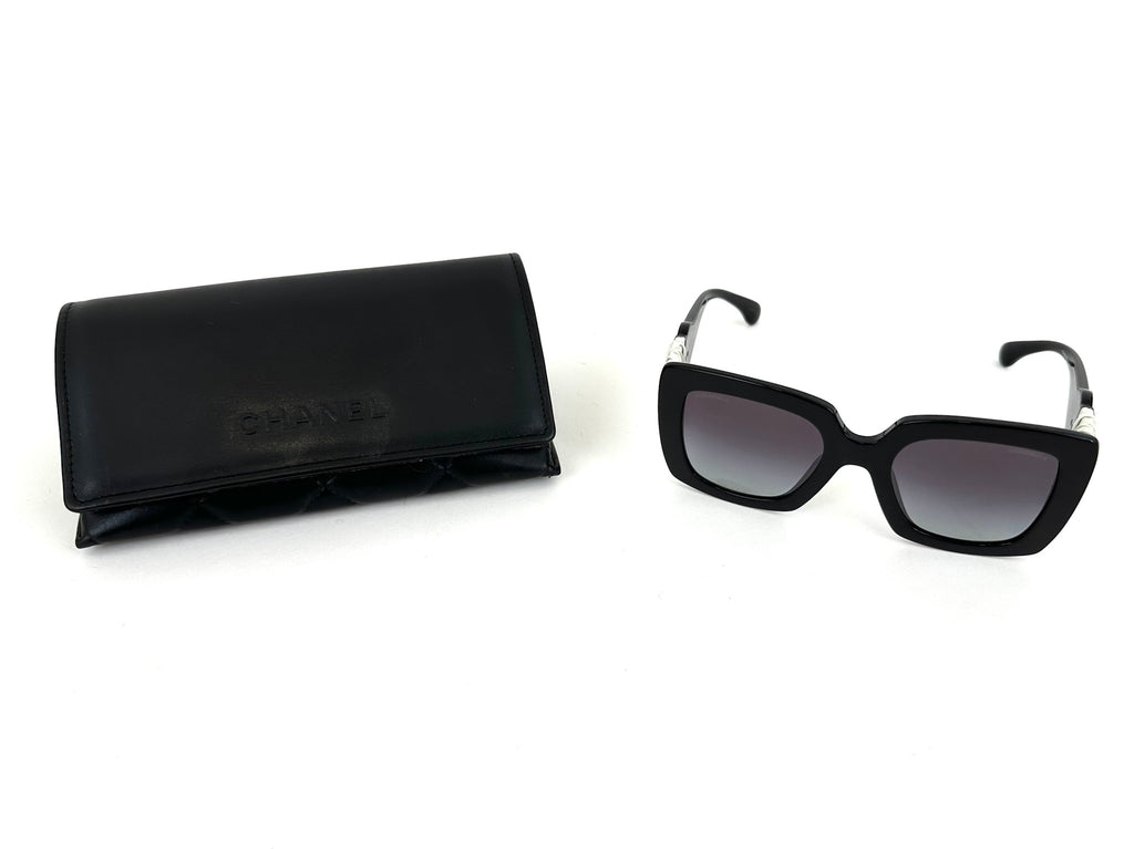 2023 Chanel Leather Trim Square Sunglasses*
