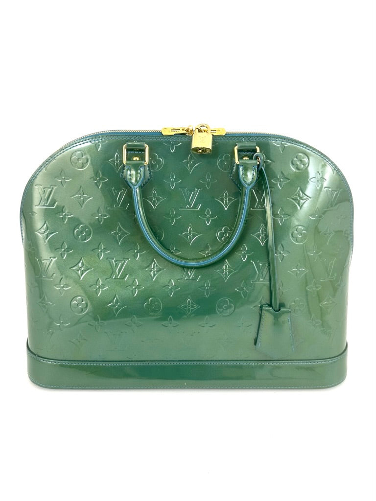 Vintage Louis Vuitton Green Vernis Alma GM Handbag