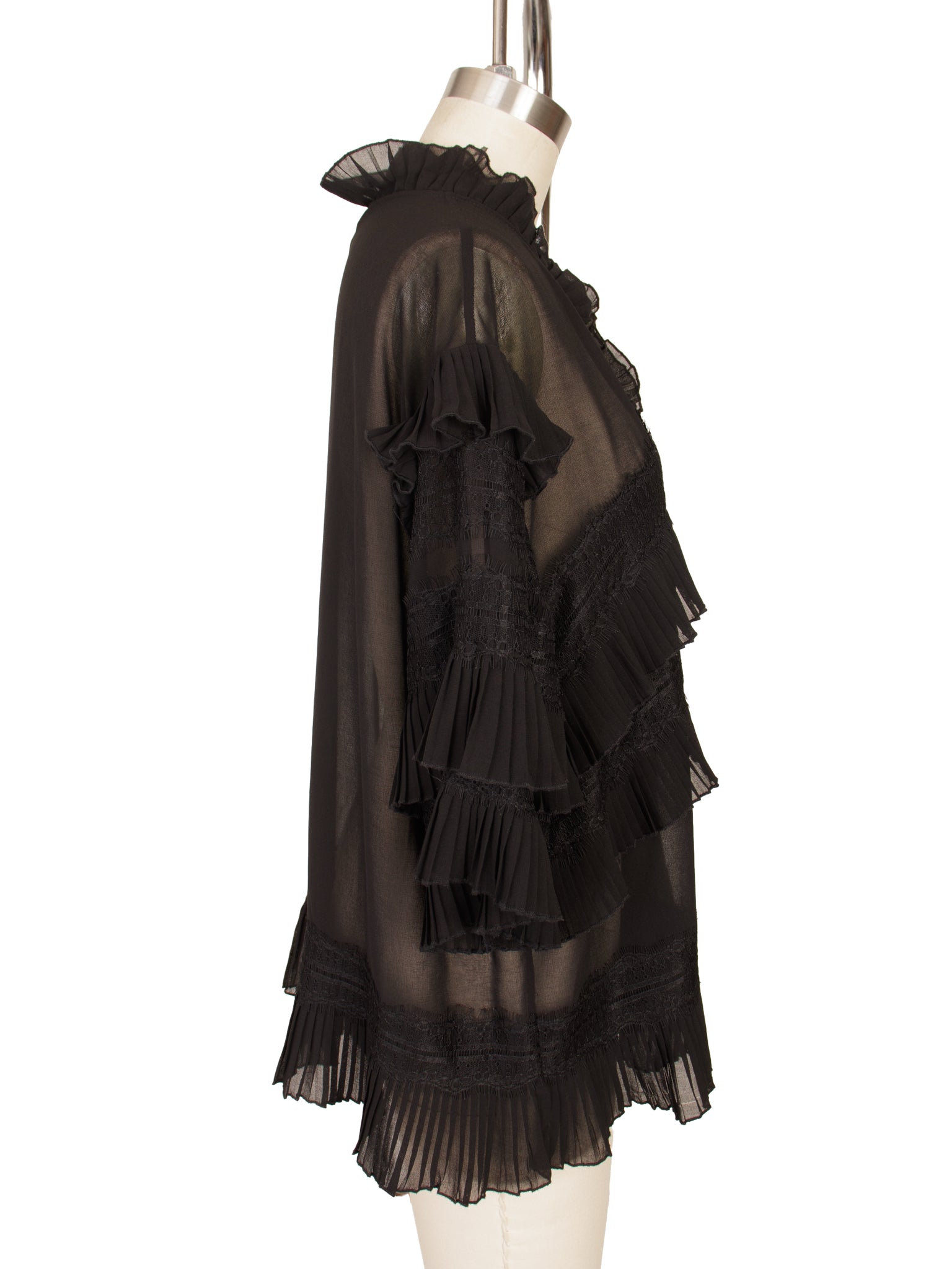 IRO Chiffon & Lace Pleated Blouse