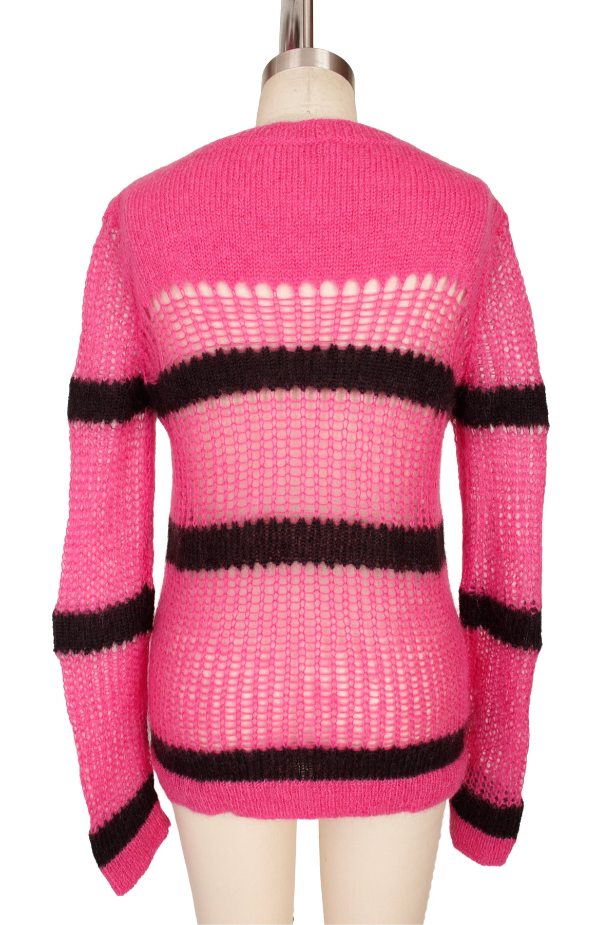 2019 Miu Miu Mohair Crochet Stripe Sweater