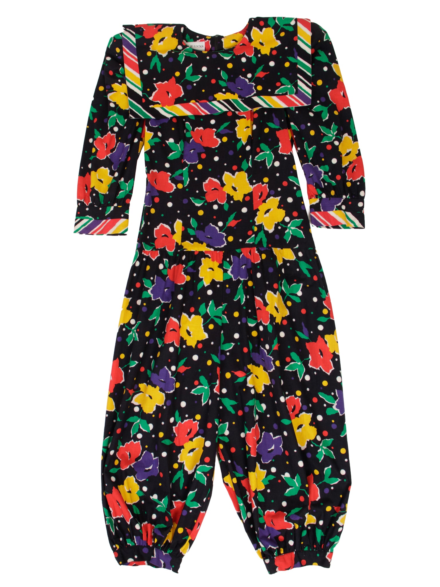 1980s Sailor Collar Floral Jumpsuit