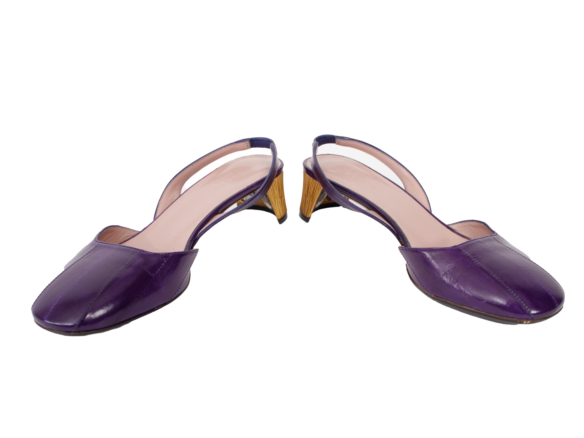 Gucci Eel Skin Embellished Slingbacks