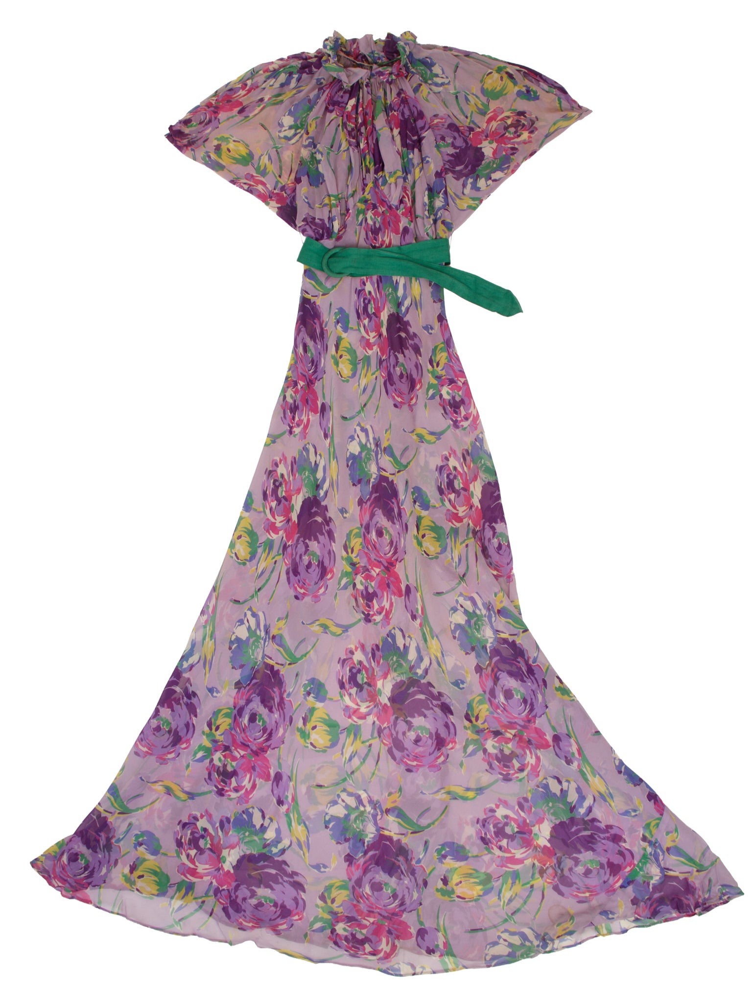 1930s Chiffon Floral Dress As-Is