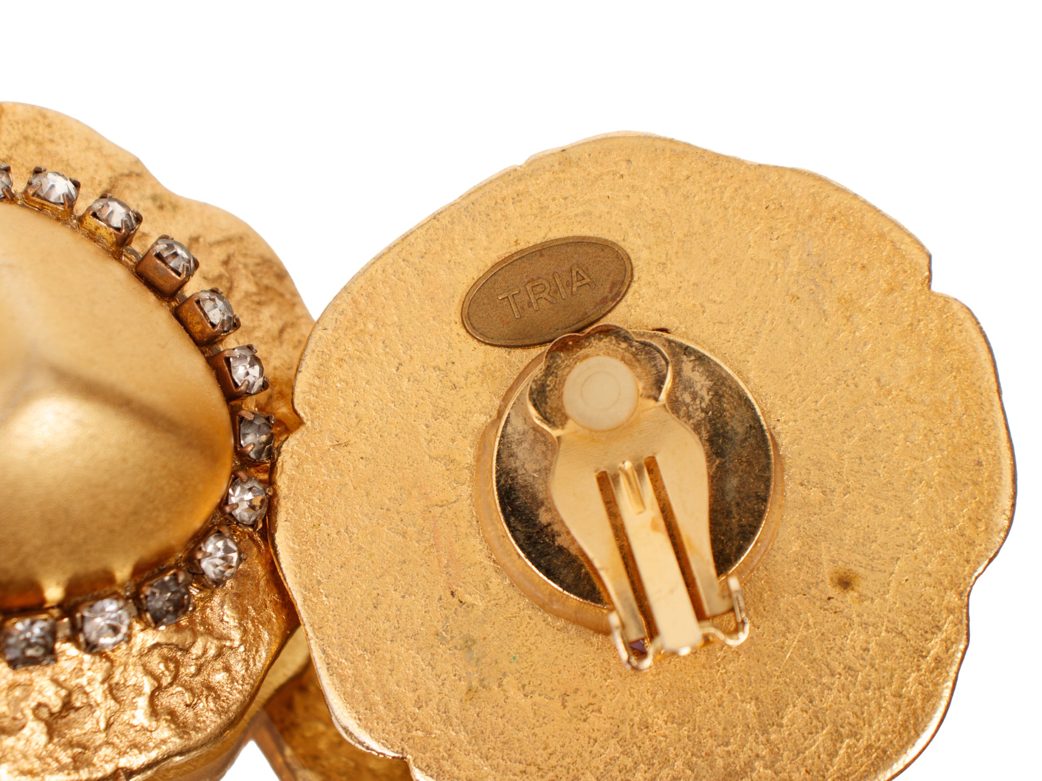 1980s Tria Rhinestone Halo Clip-Ons