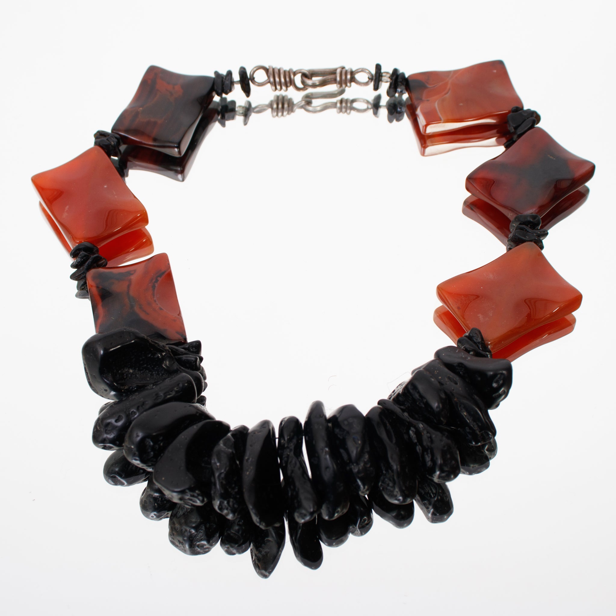 Carnelian & Lava Rock Beaded Necklace