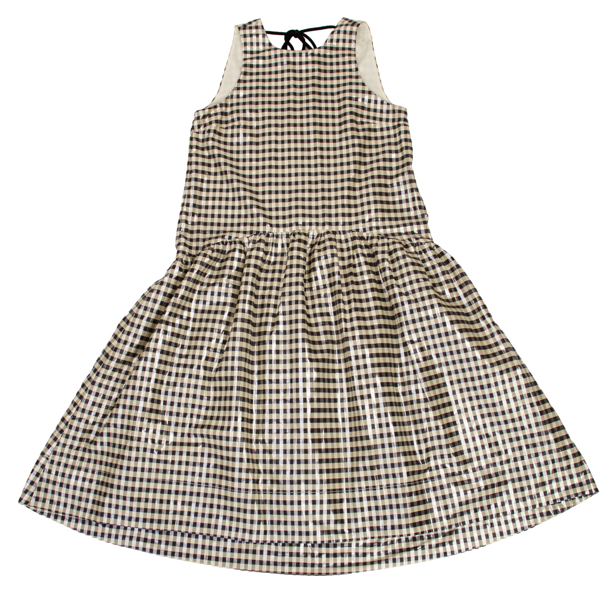 Ganni Metallic Gingham Drop Waist Dress