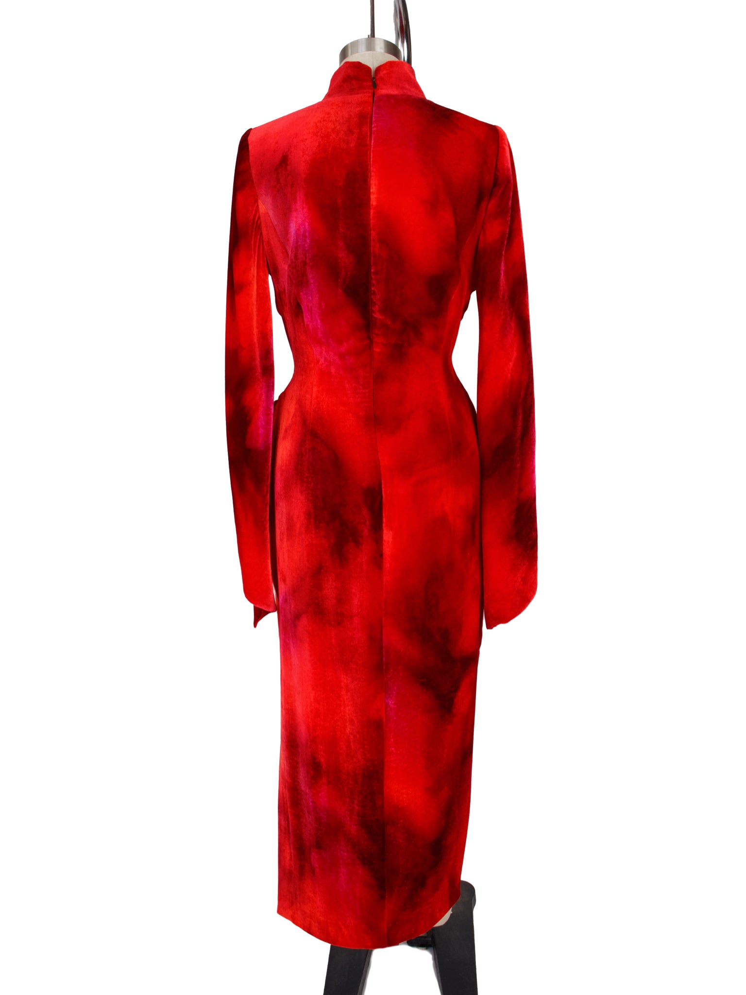 Handmade Tie Dye Velvet  Flare Sleeve Dress