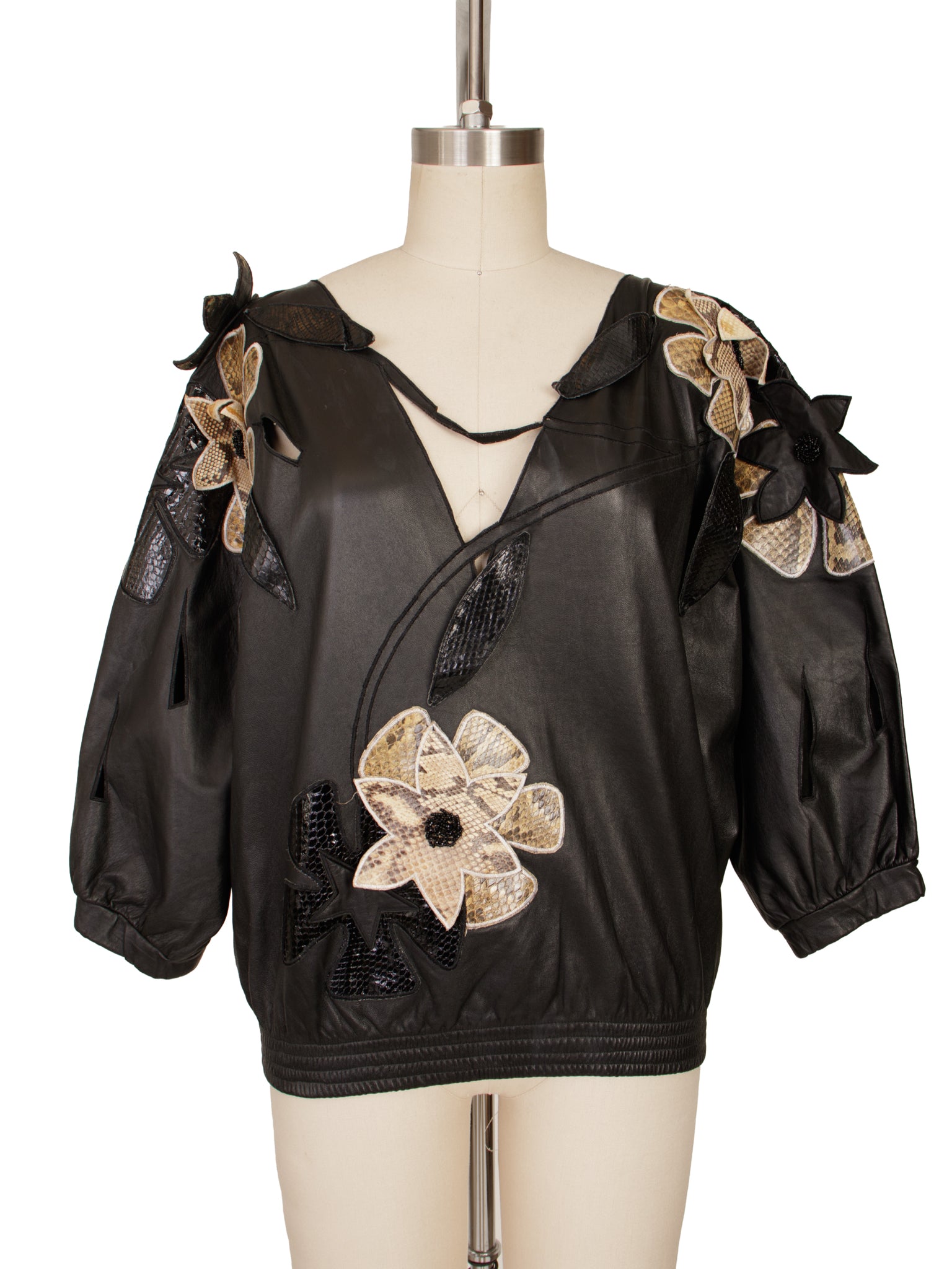 1980s Penny Howson Leather Applique Blouse