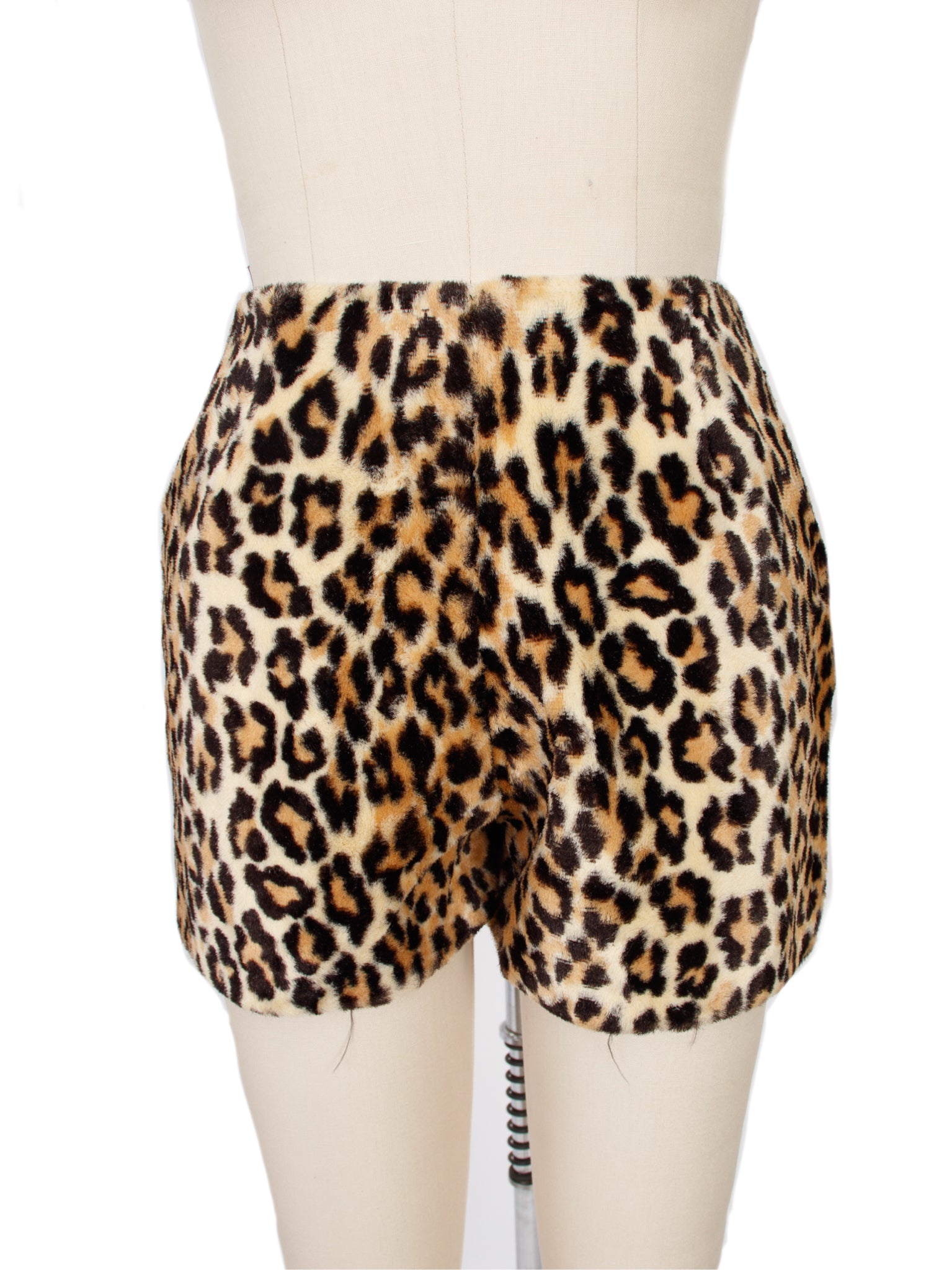 1970s Handmade Faux Fur Leopard Print Short Set